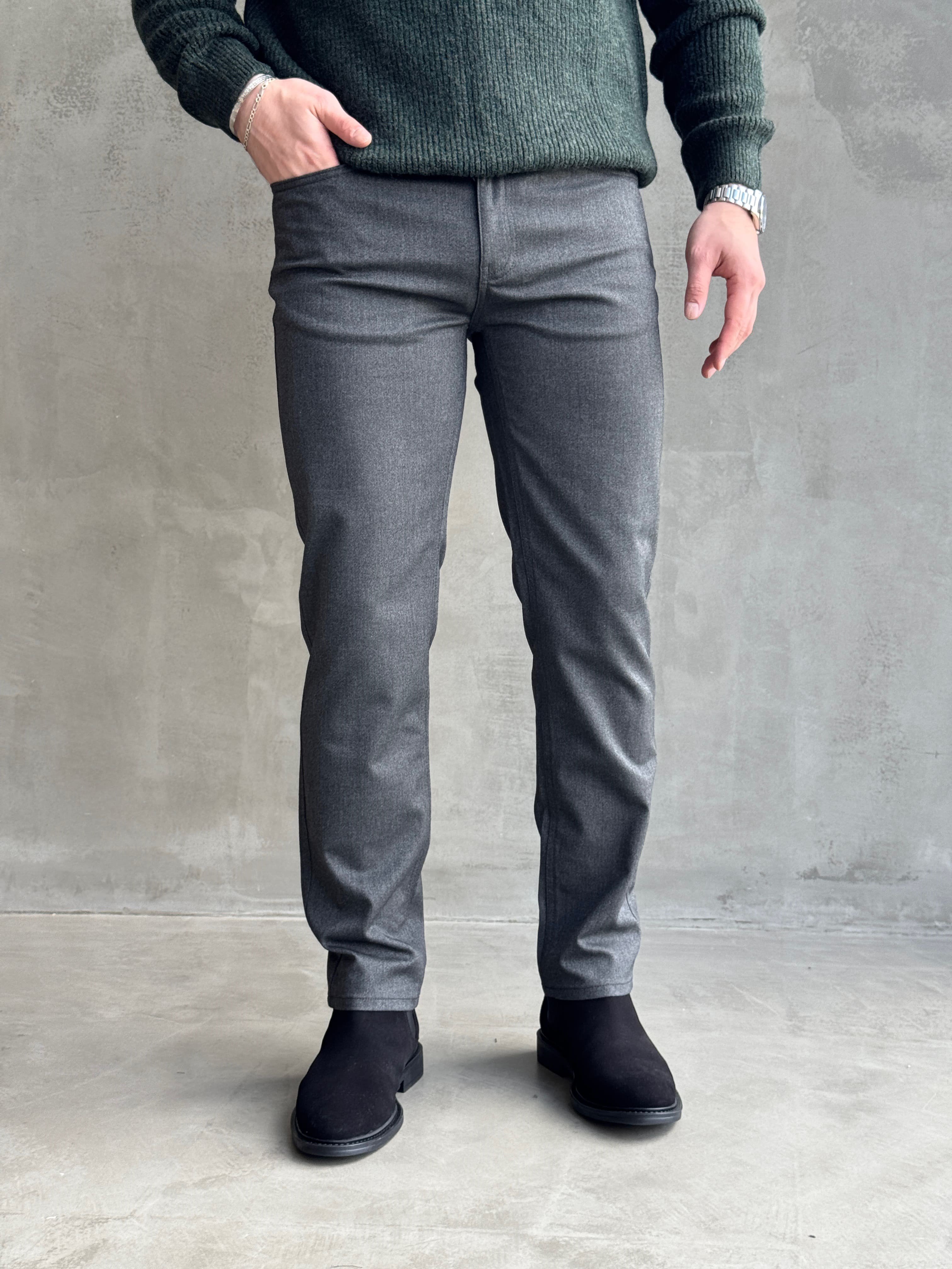 Erkek Business Collection Regular Kalıp Kışlık Kumaş Pantolon-Antrasit(E1860)Ketench