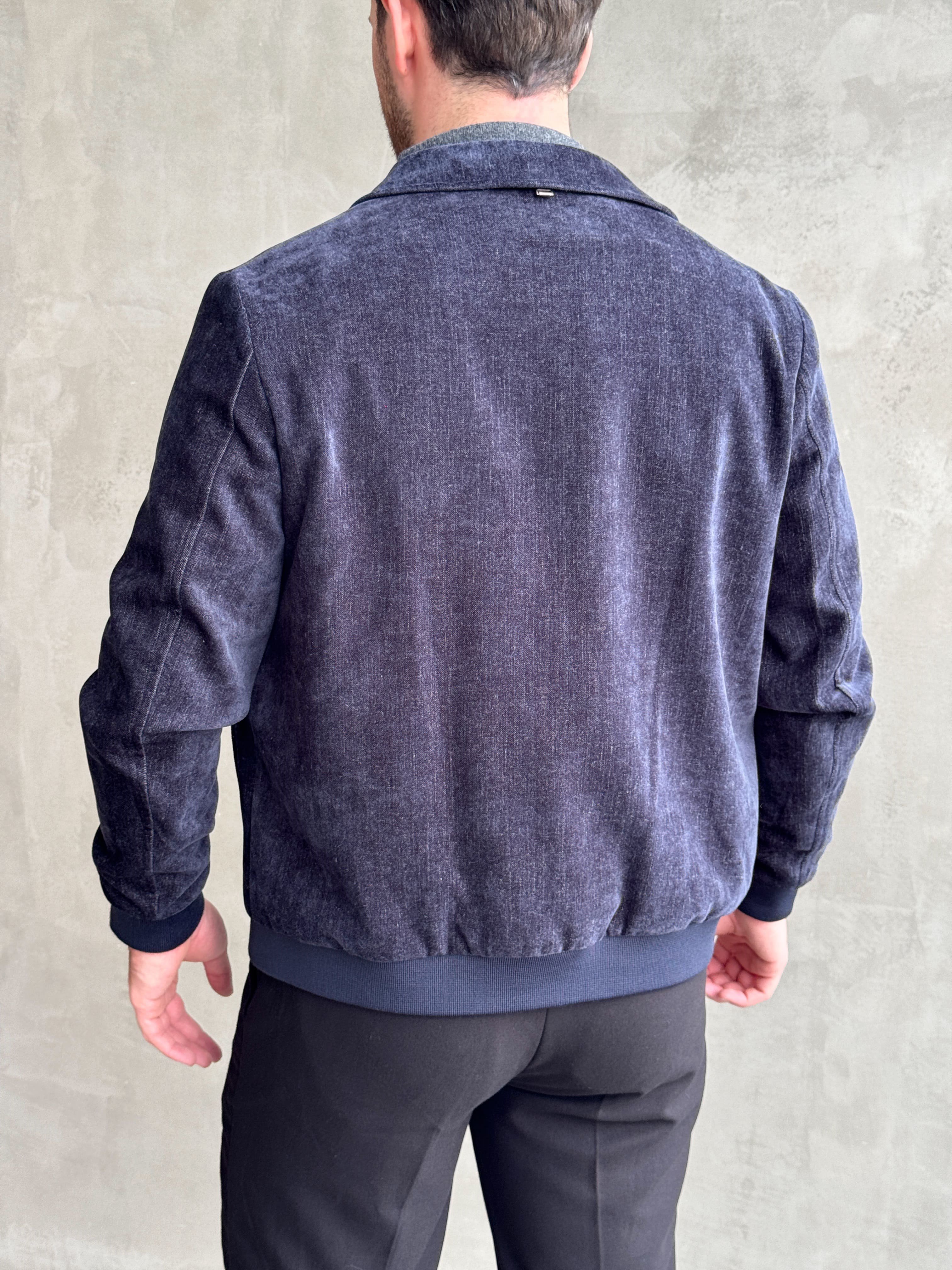 Erkek Business Collection Regular Kalıp Yumuşak Dokulu Cep Detaylı Şönil Örme Kumaş Ceket-Lacivert(E1854)Ketench