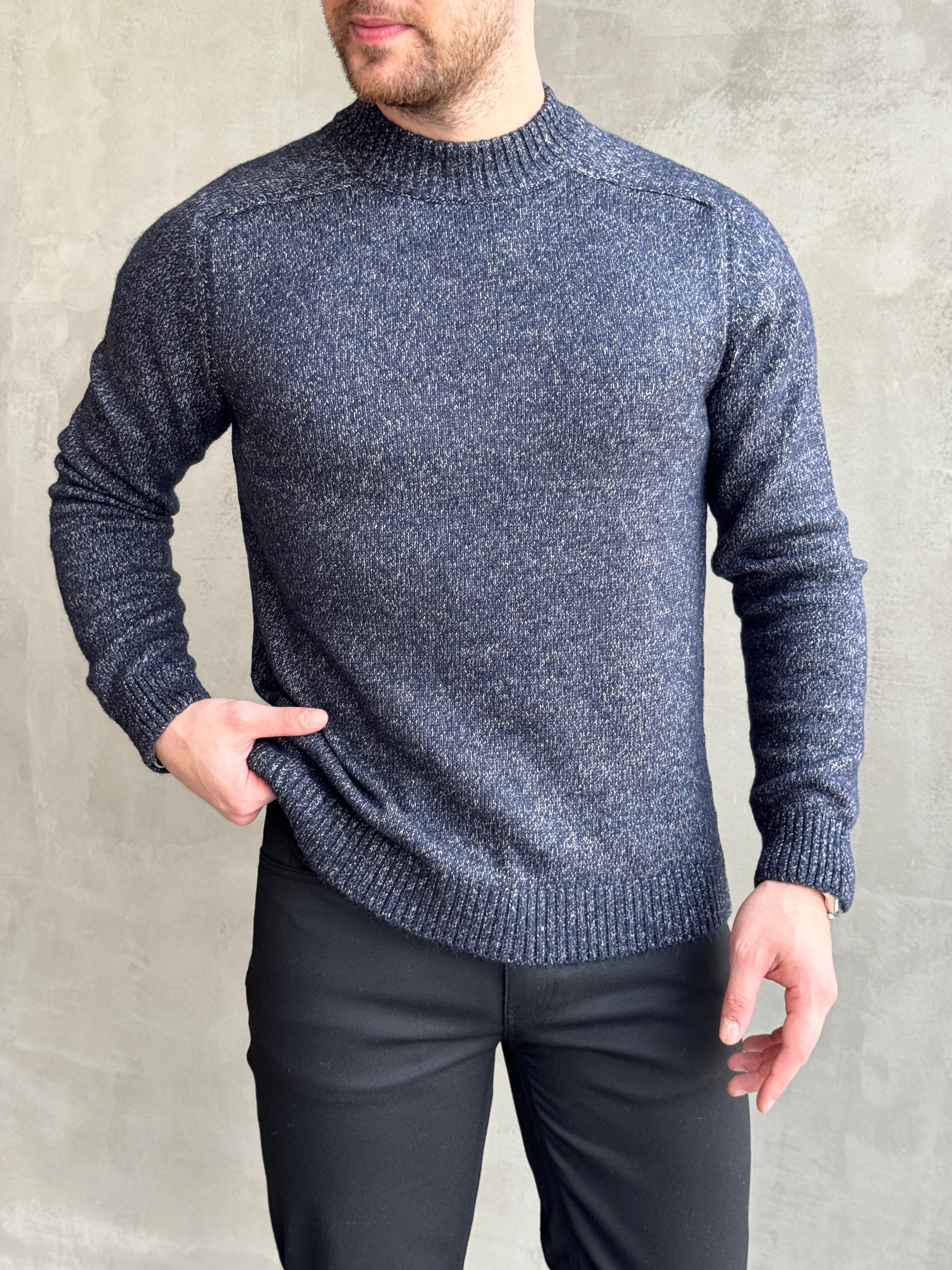 Erkek Business Collection Regular Kalıp Bisiklet Yaka Reglan Kol Triko Kazak-Lacivert(E1890)Ketench