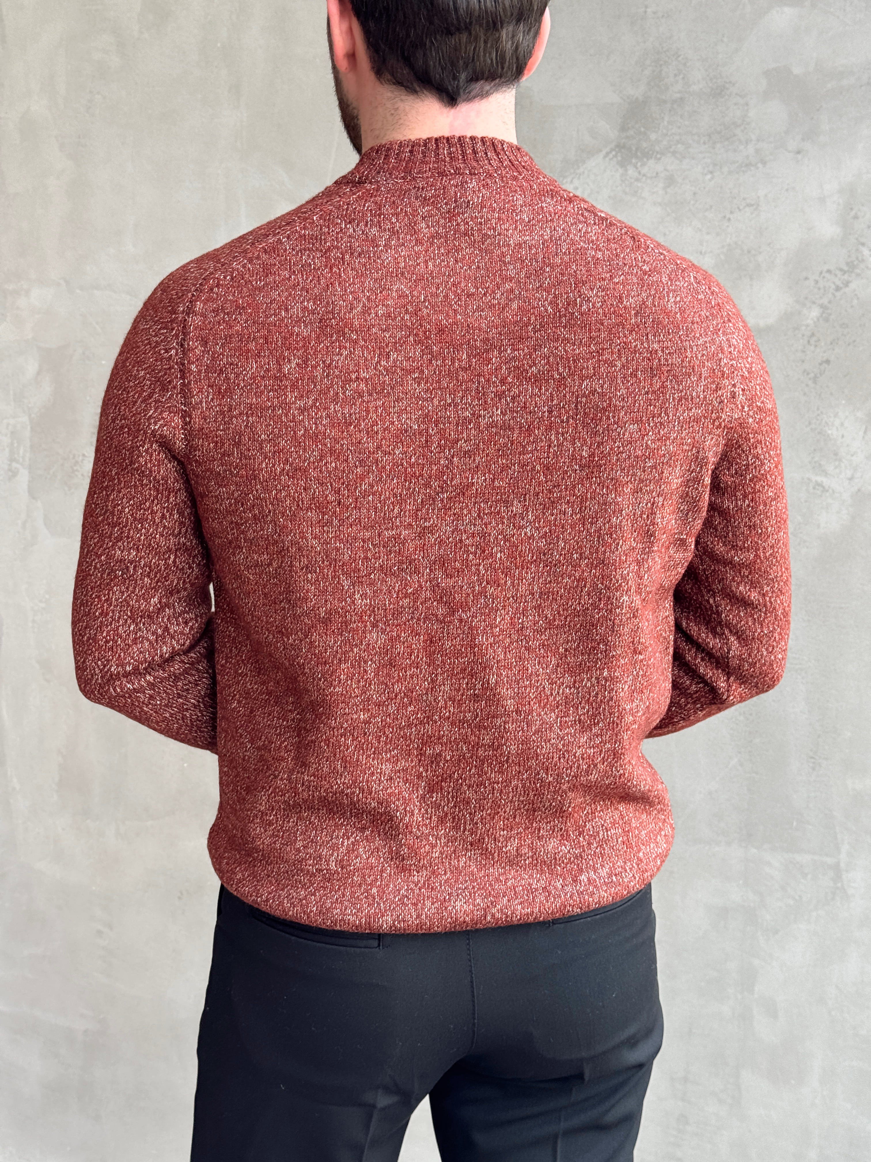 Erkek Business Collection Regular Kalıp Bisiklet Yaka Reglan Kol Triko Kazak-Kiremit(E1890)Ketench