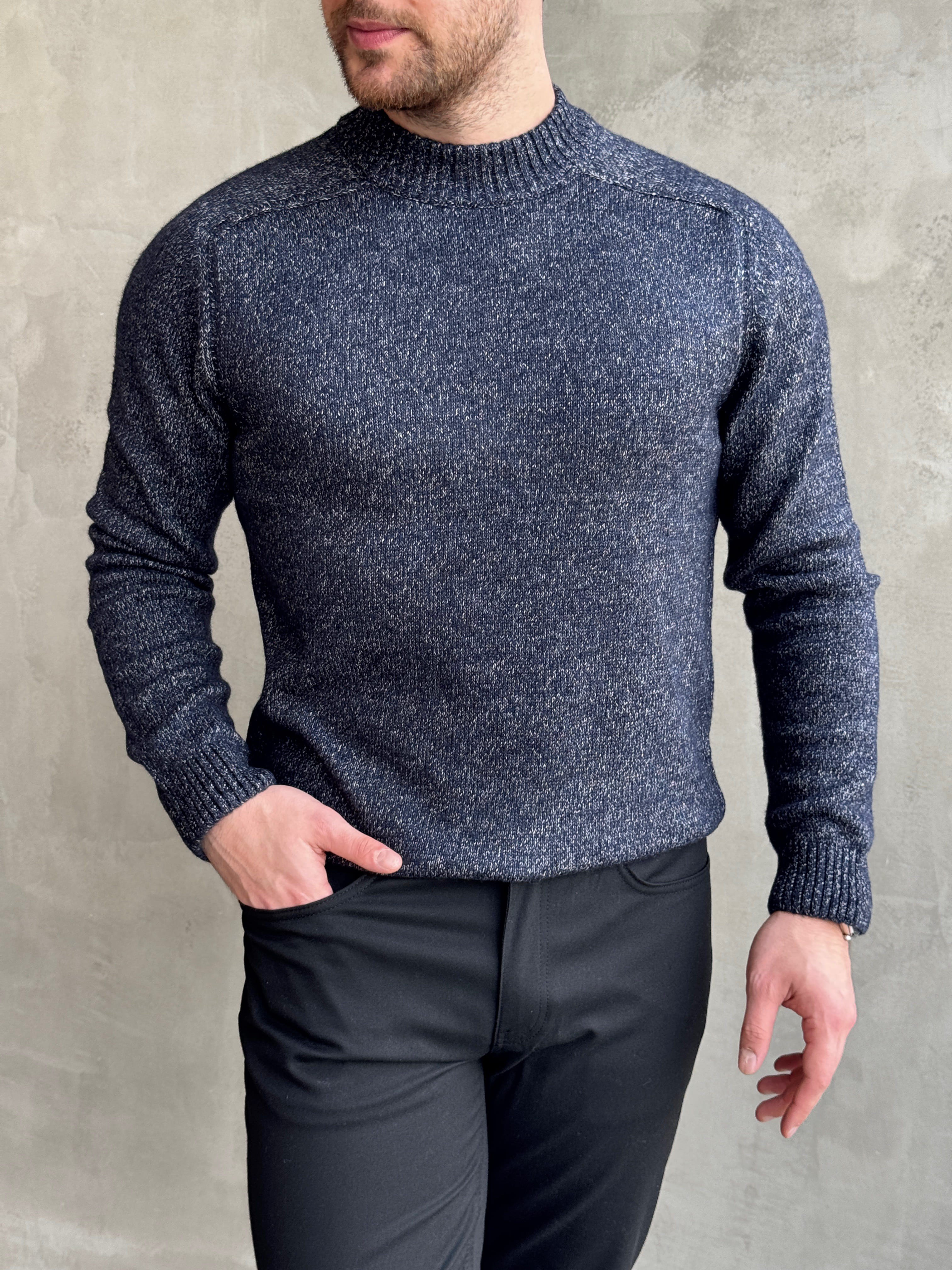 Erkek Business Collection Regular Kalıp Bisiklet Yaka Reglan Kol Triko Kazak-Lacivert(E1890)Ketench