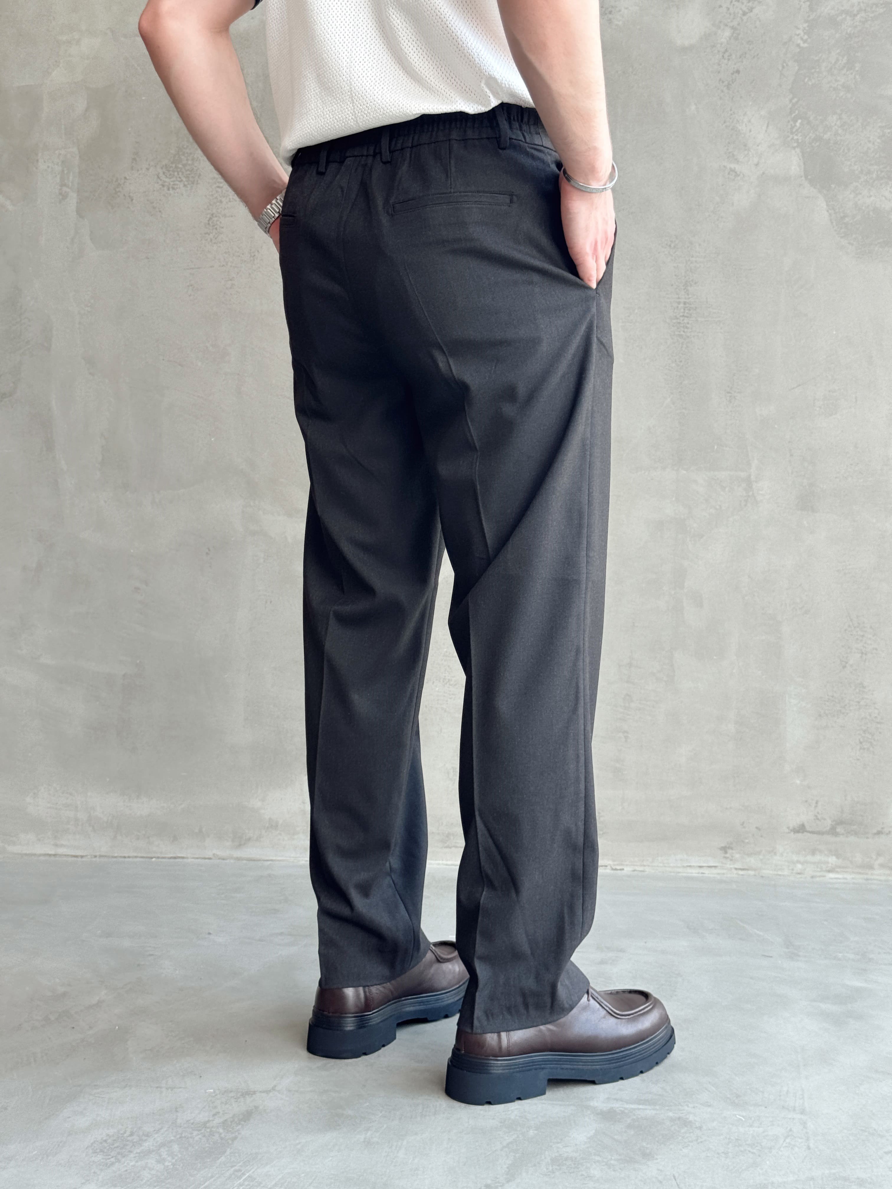 Erkek Bussines Colection Baggy Kalıp Çift Düğme Detaylı Kumaş Pantolon-Koyu Kahverengi(E1764)Ketench