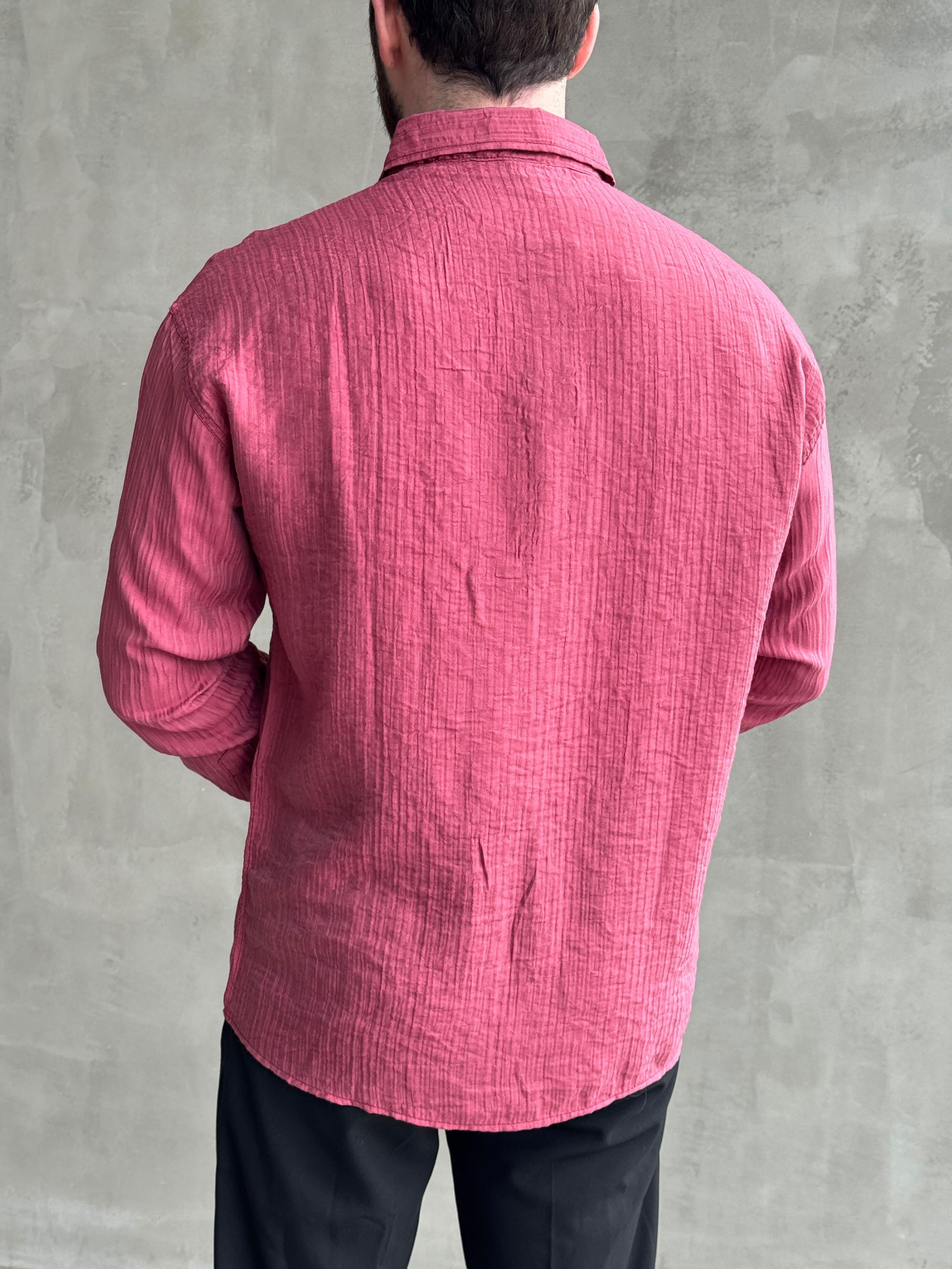 Erkek Efsane Stil Oversize Kalıp Ferahlatıcı Terletmeyen Kumaş Gömlek-Bordo(E1637)Ketench