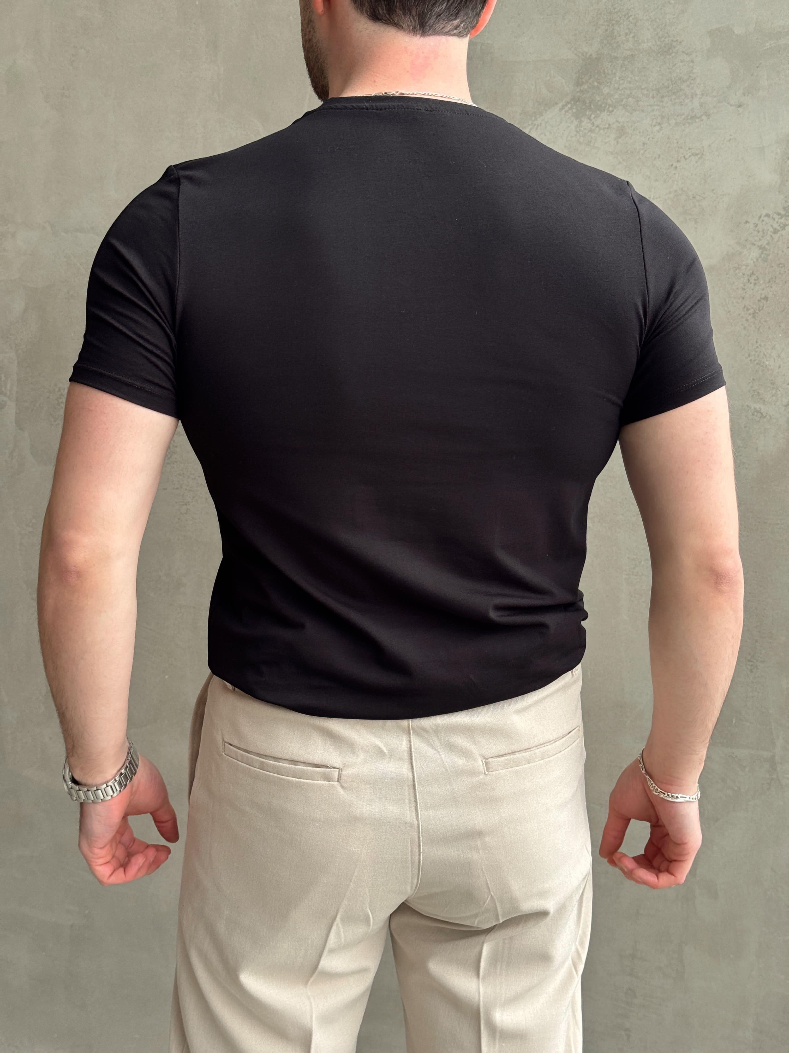 Erkek Elit Kalite Regular Fit Bisiklet Yaka T-shirt-Siyah(E1648)Ketench