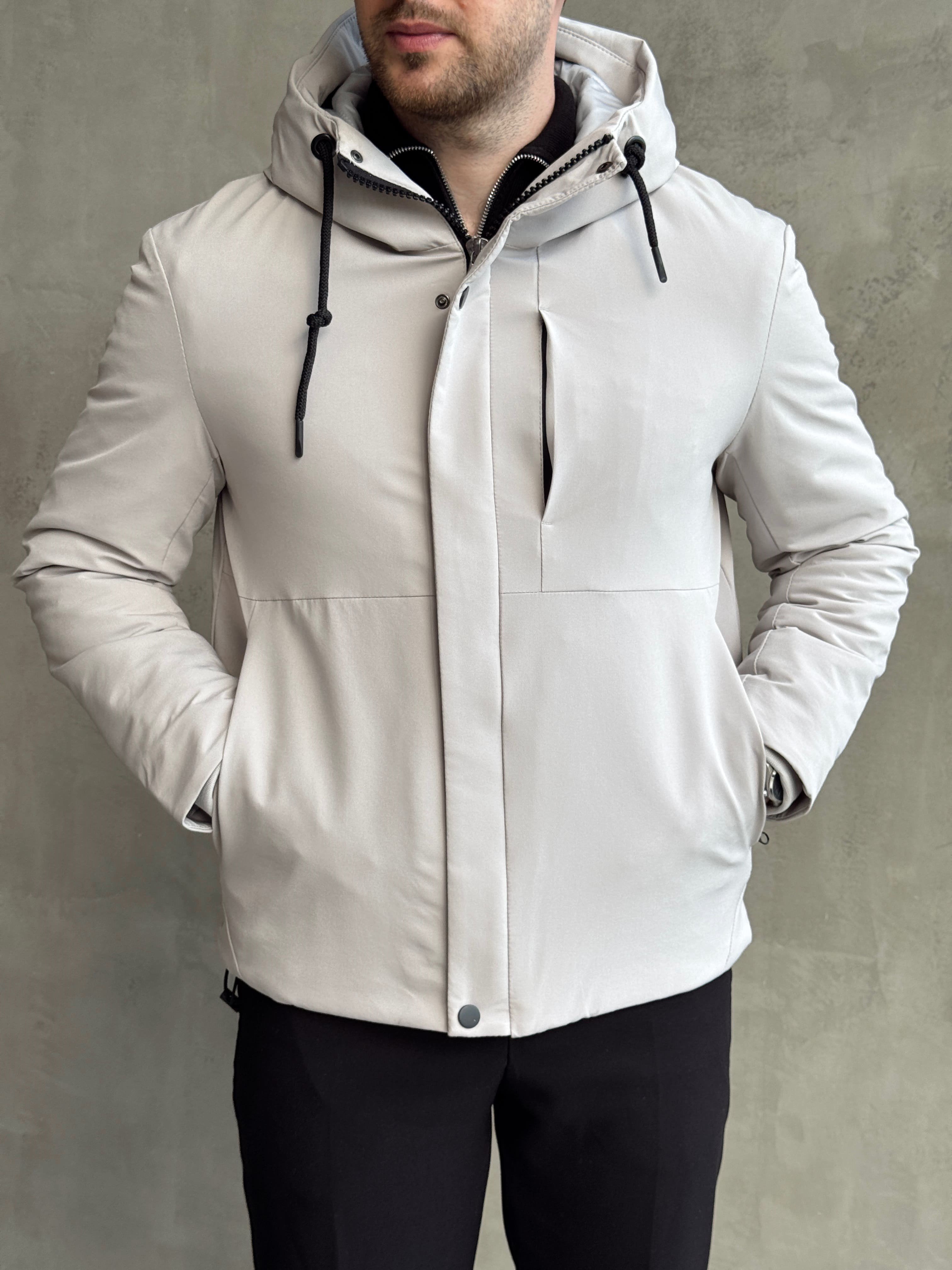 Erkek Elit Kalite Regular Fit Kapüşonlu İçi Elyaflı Stoper Detay Mont-Taş(E1828)Ketench