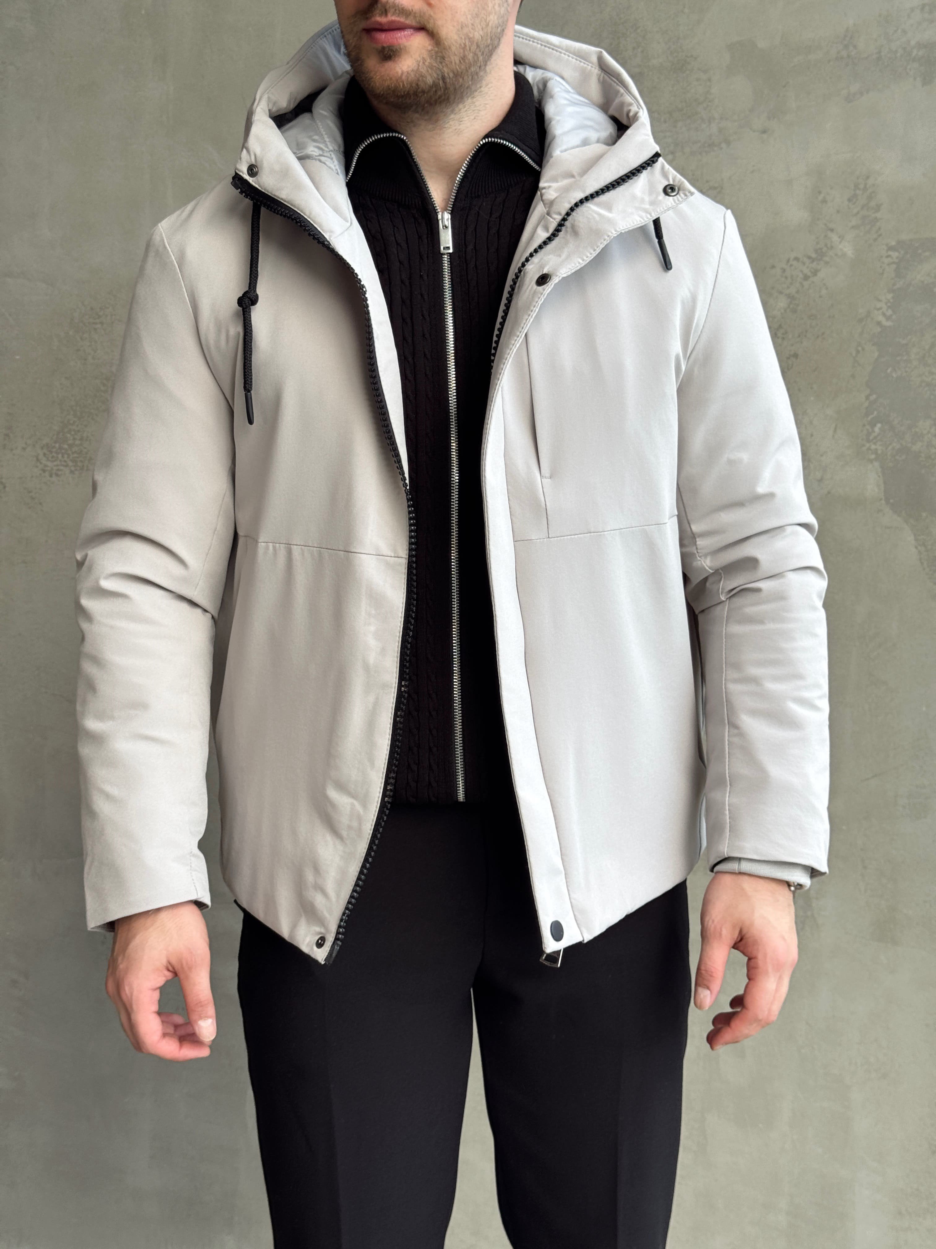 Erkek Elit Kalite Regular Fit Kapüşonlu İçi Elyaflı Stoper Detay Mont-Taş(E1828)Ketench