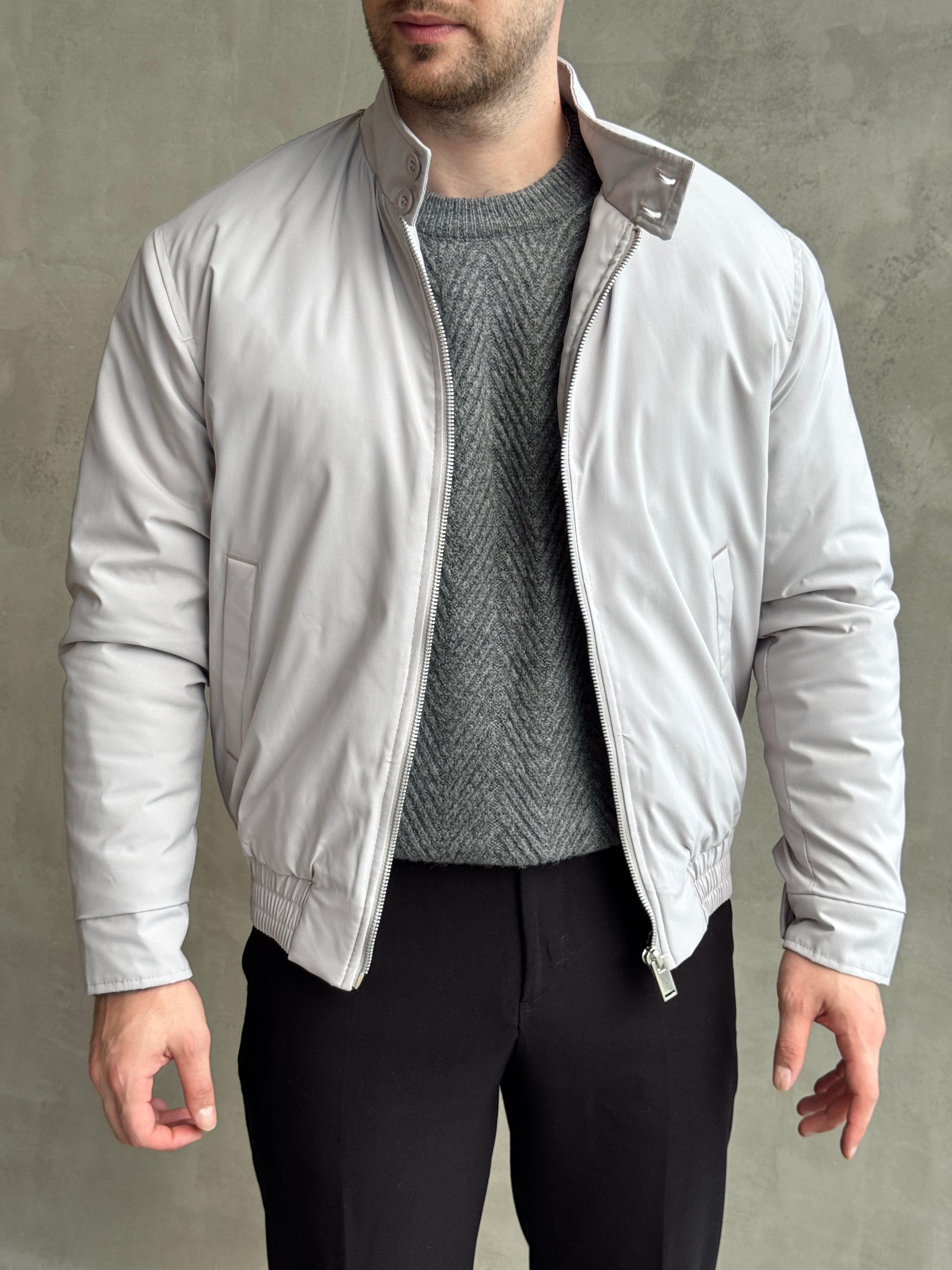 Erkek Elit Kalite Regular Fit Lastik Detay İçi Elyaflı Dokuma Kumaş Ceket-Taş(E1827)Ketench