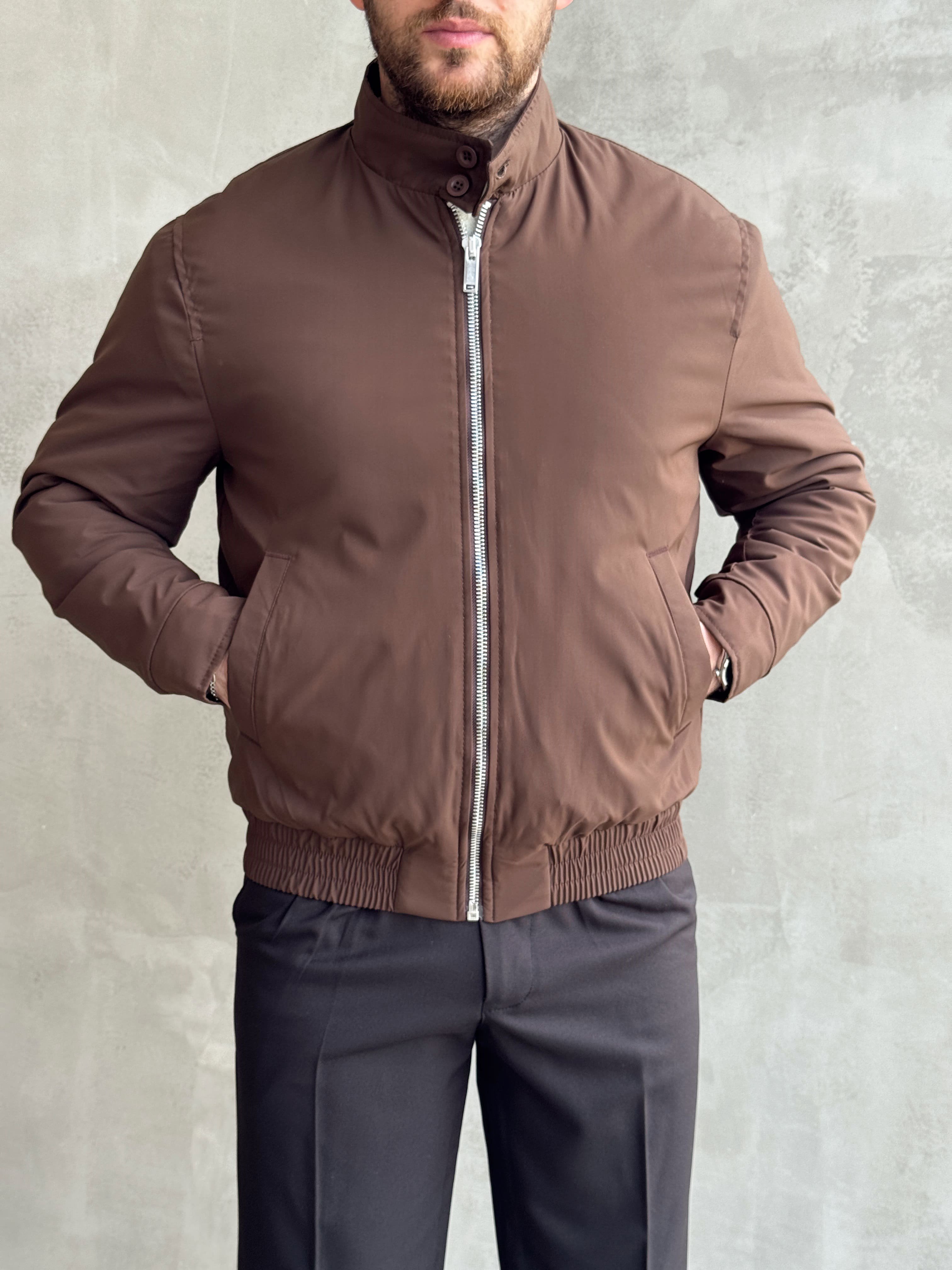 Erkek Elit Kalite Regular Fit Lastik Detay İçi Elyaflı Dokuma Kumaş Ceket-Kahverengi(E1827)Ketench