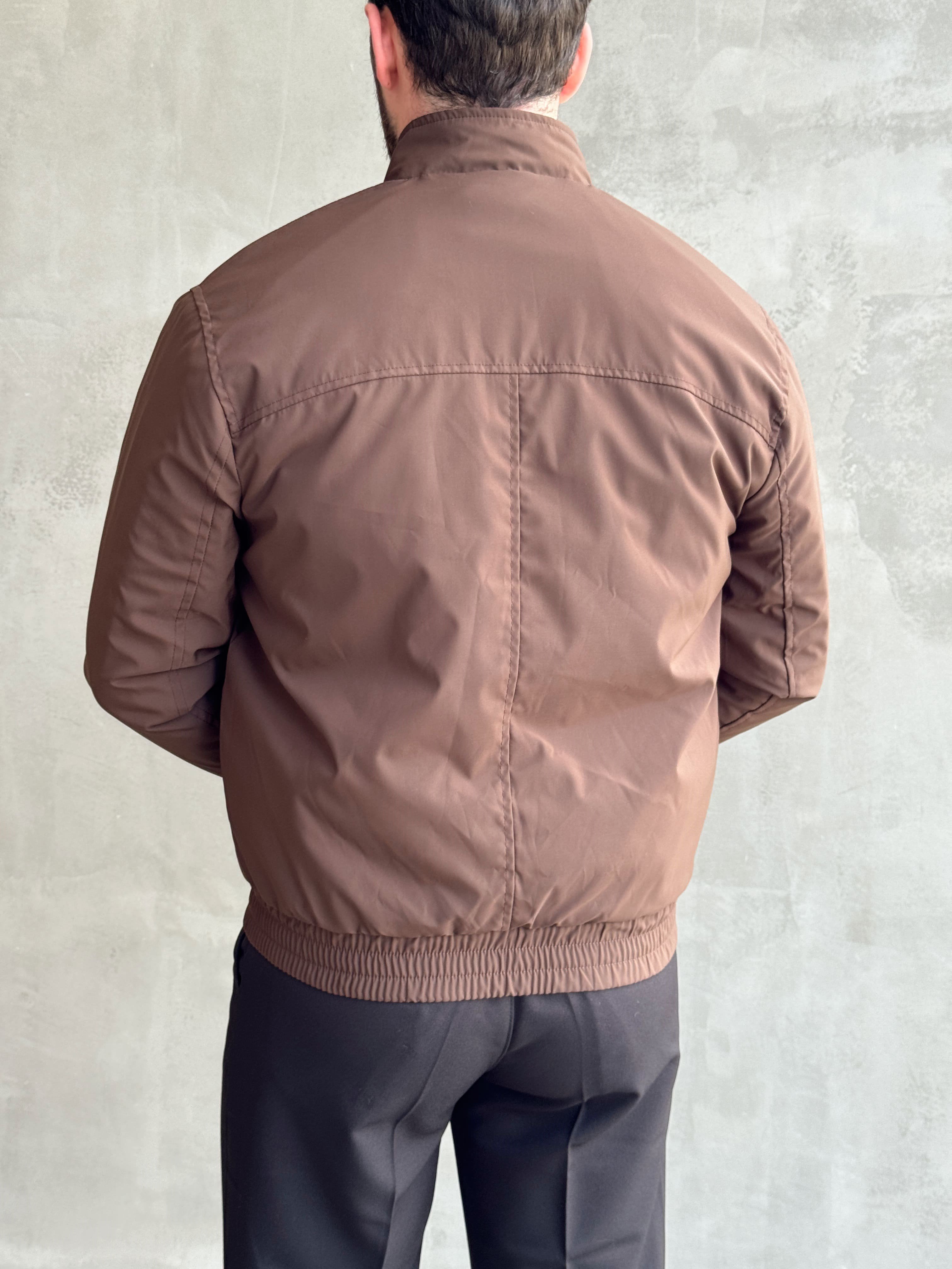 Erkek Elit Kalite Regular Fit Lastik Detay İçi Elyaflı Dokuma Kumaş Ceket-Kahverengi(E1827)Ketench