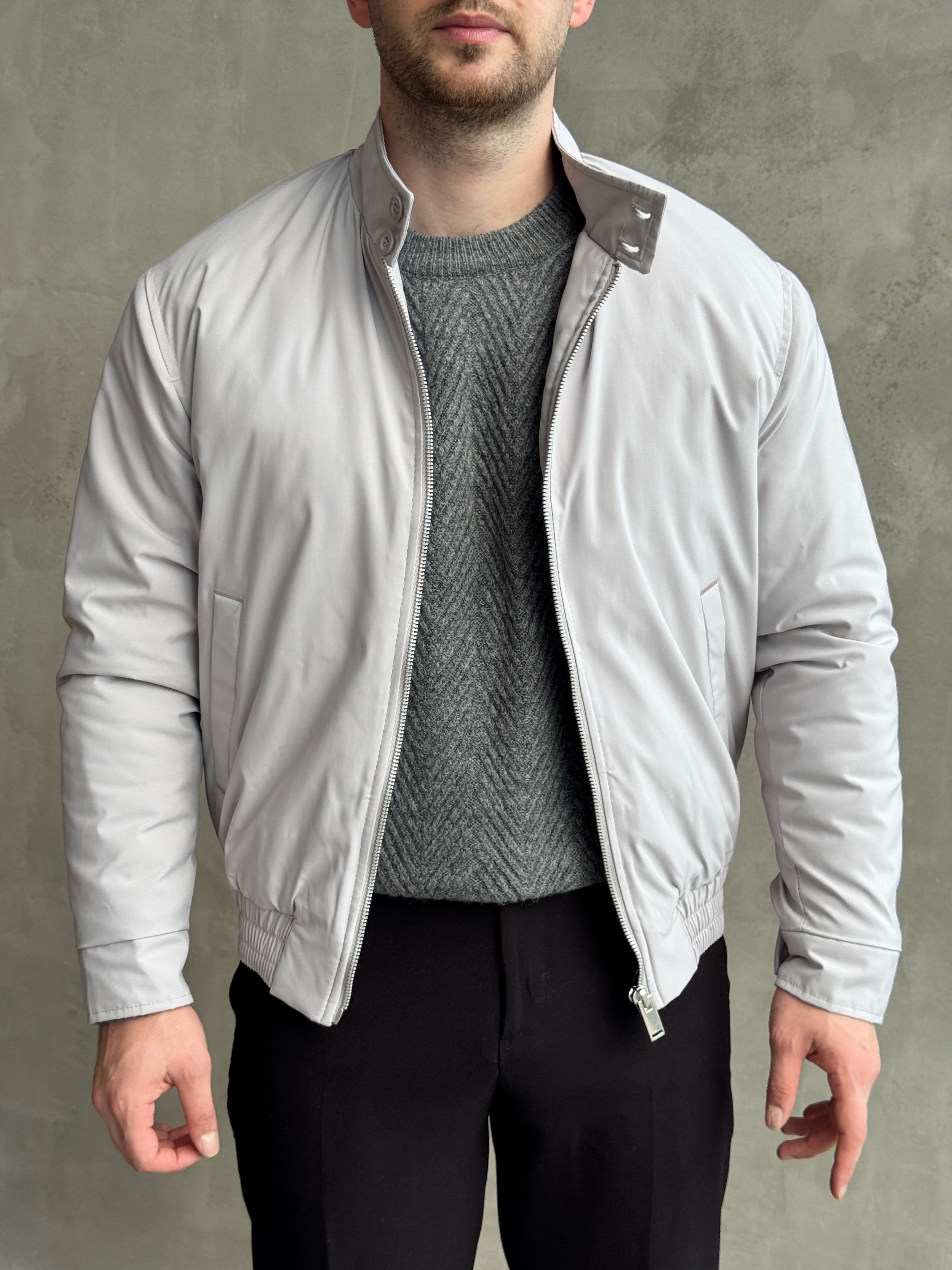 Erkek Elit Kalite Regular Fit Lastik Detay İçi Elyaflı Dokuma Kumaş Ceket-Taş(E1827)Ketench