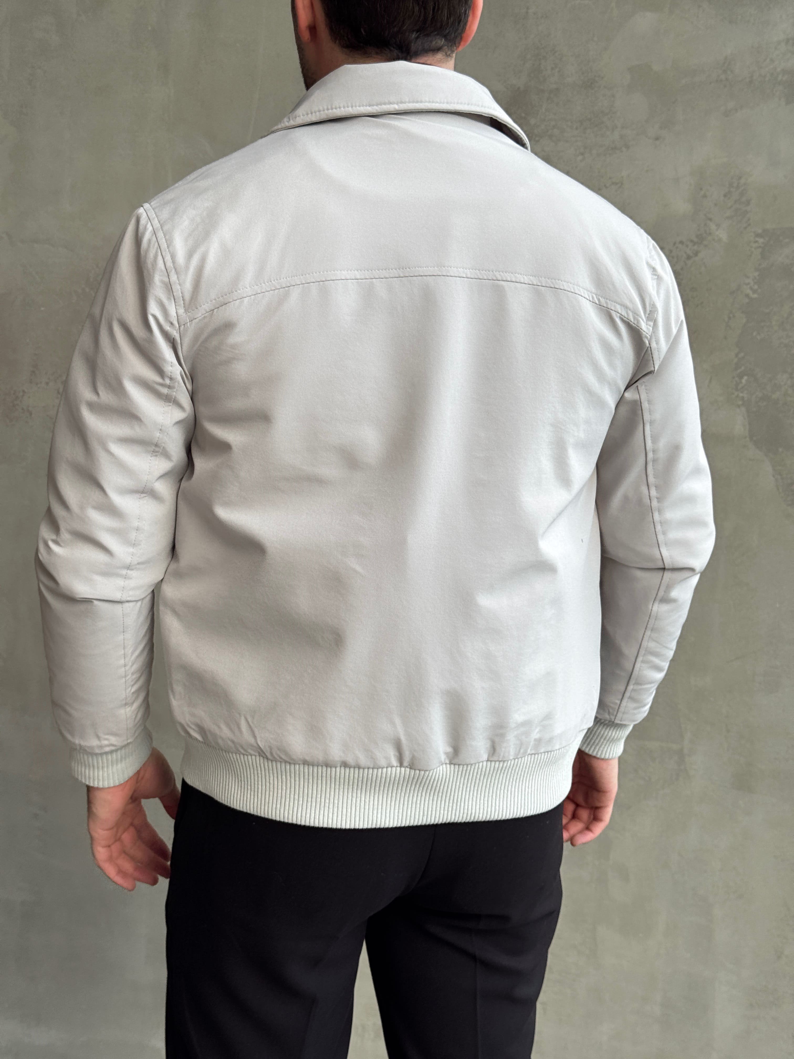 Erkek Elit Kalite Regular Fit Ribana Detaylı İçi Elyaflı Ceket-Taş(E1826)Ketench