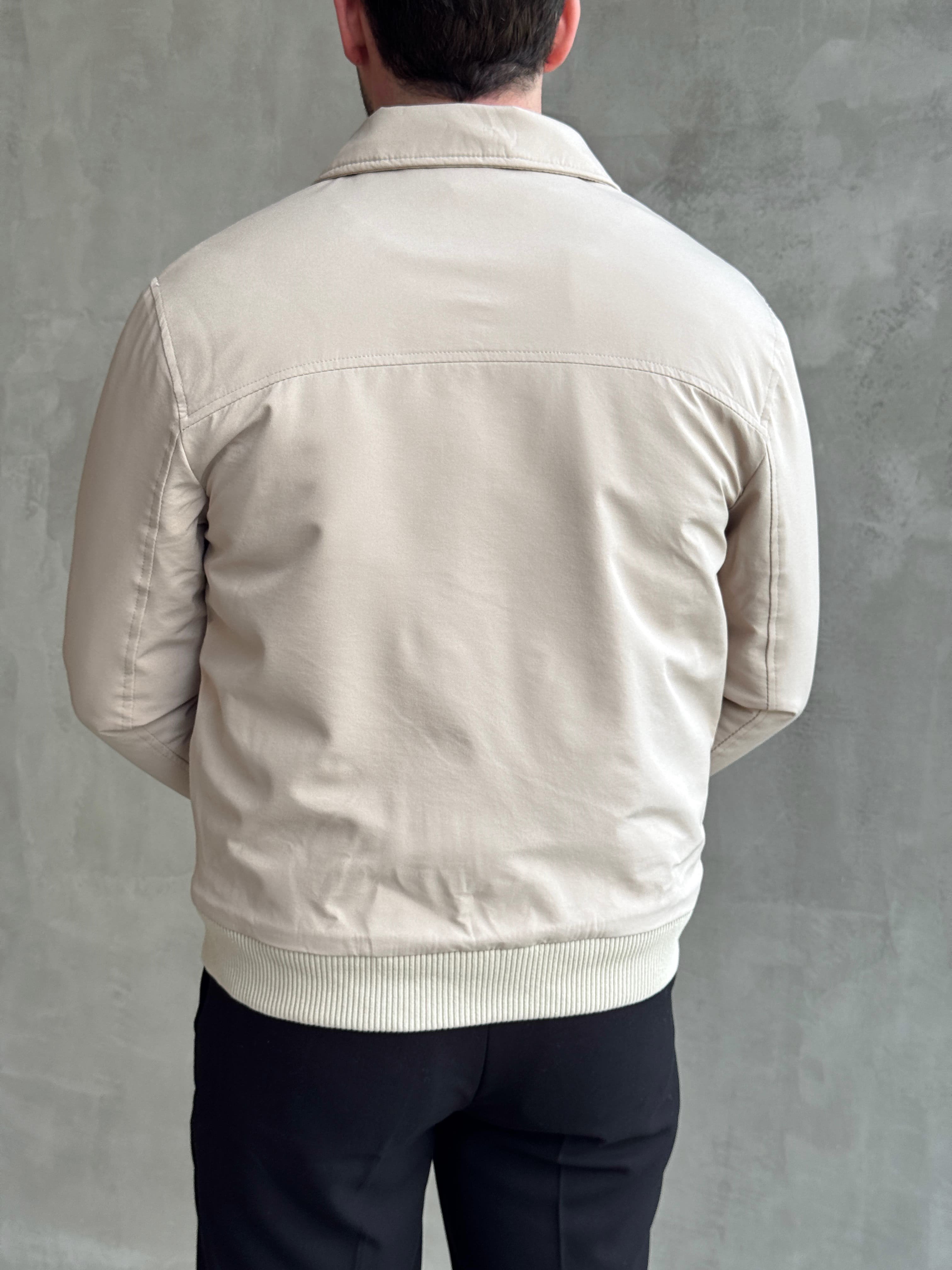 Erkek Elit Kalite Regular Fit Ribana Detaylı İçi Elyaflı Ceket-Bej(E1826)Ketench