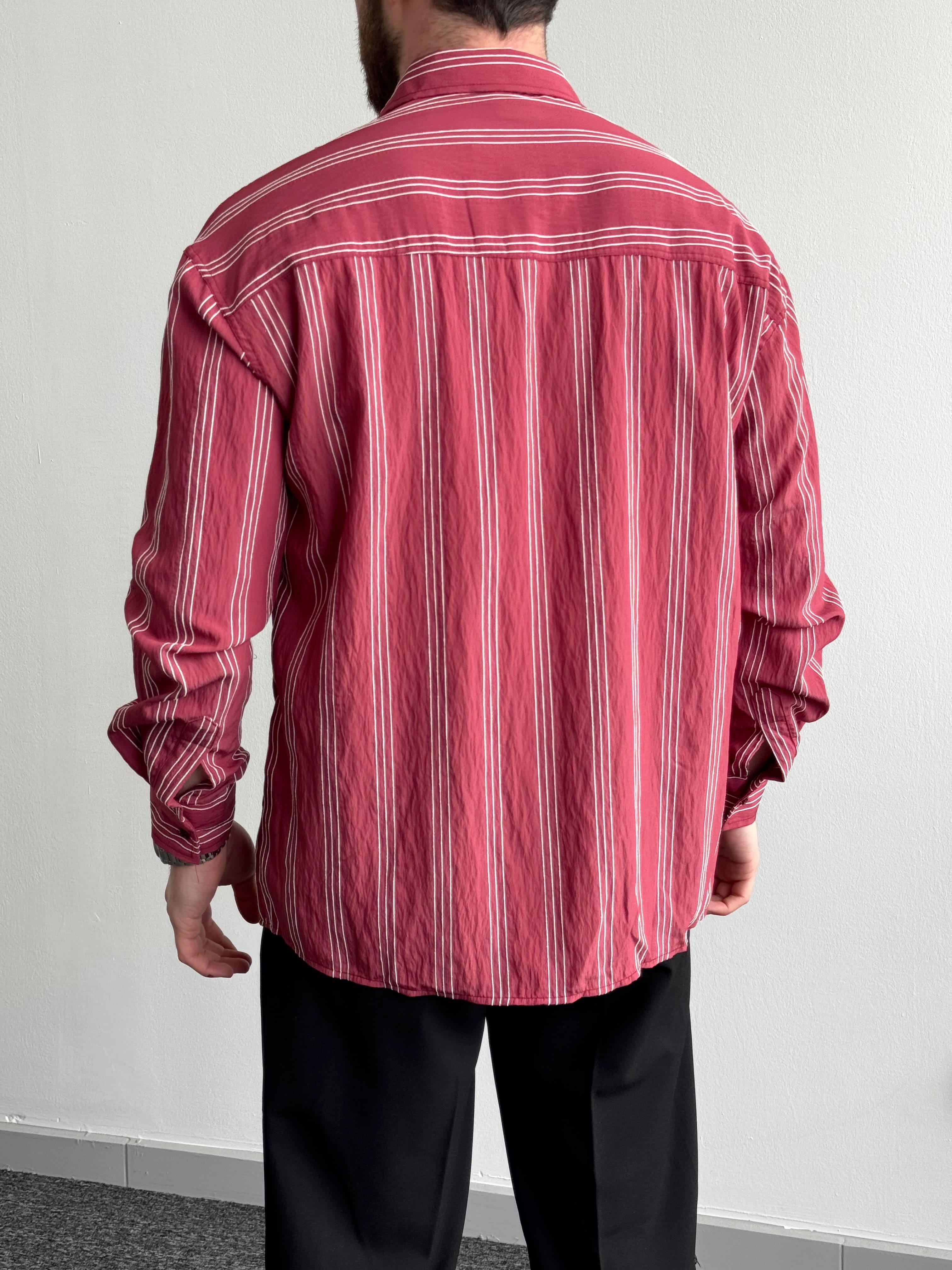 Erkek Elit Seçim Çizgi Detay Oversize Kalıp Gömlek-Bordo(E1378)Ketench