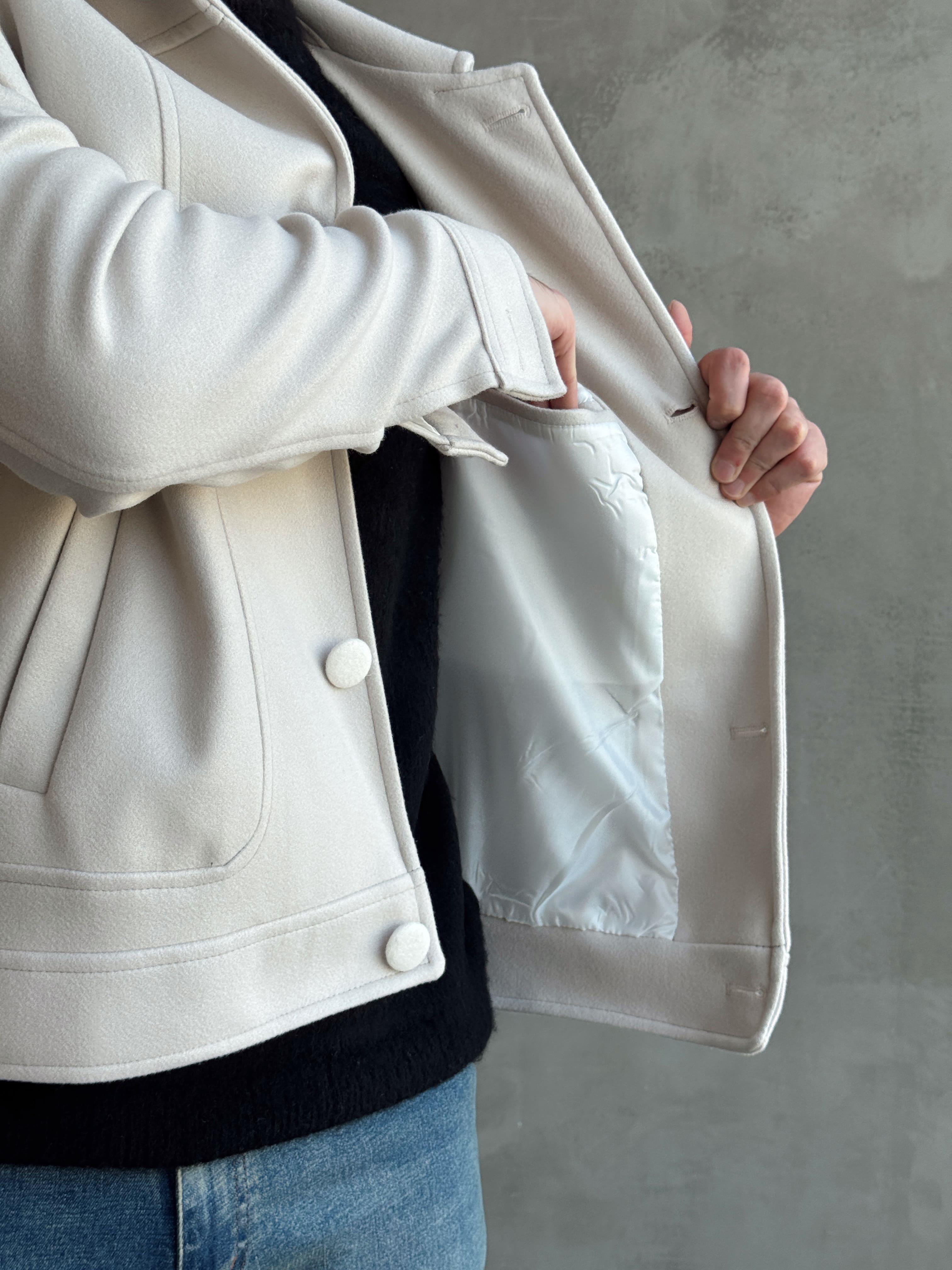 Erkek Elit Seçim Oversize Kalıp Düğme Detaylı İçi Astarlı Kaşe Ceket-Bej(E1501)Ketench