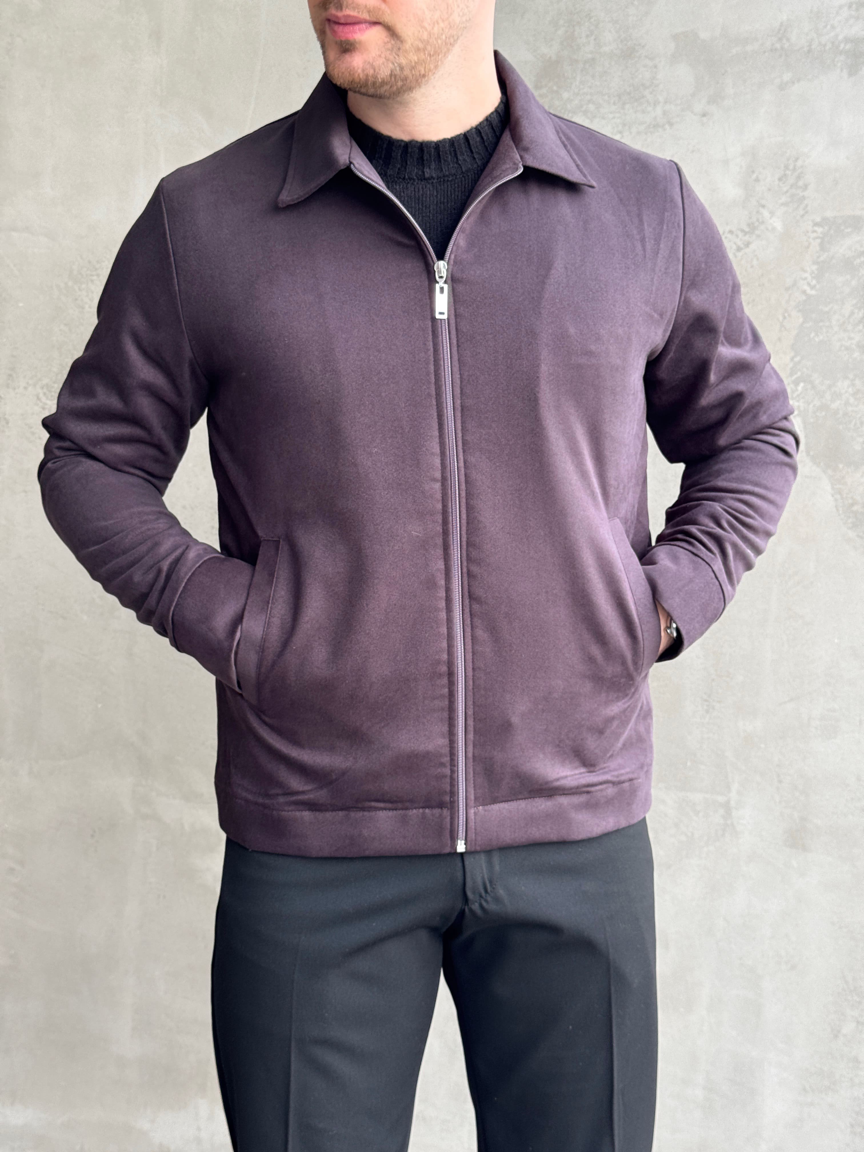 Erkek Favori Model Regular Kalıp Süet Kumaş Basic Ceket-Kahverengi(E1893)Ketench