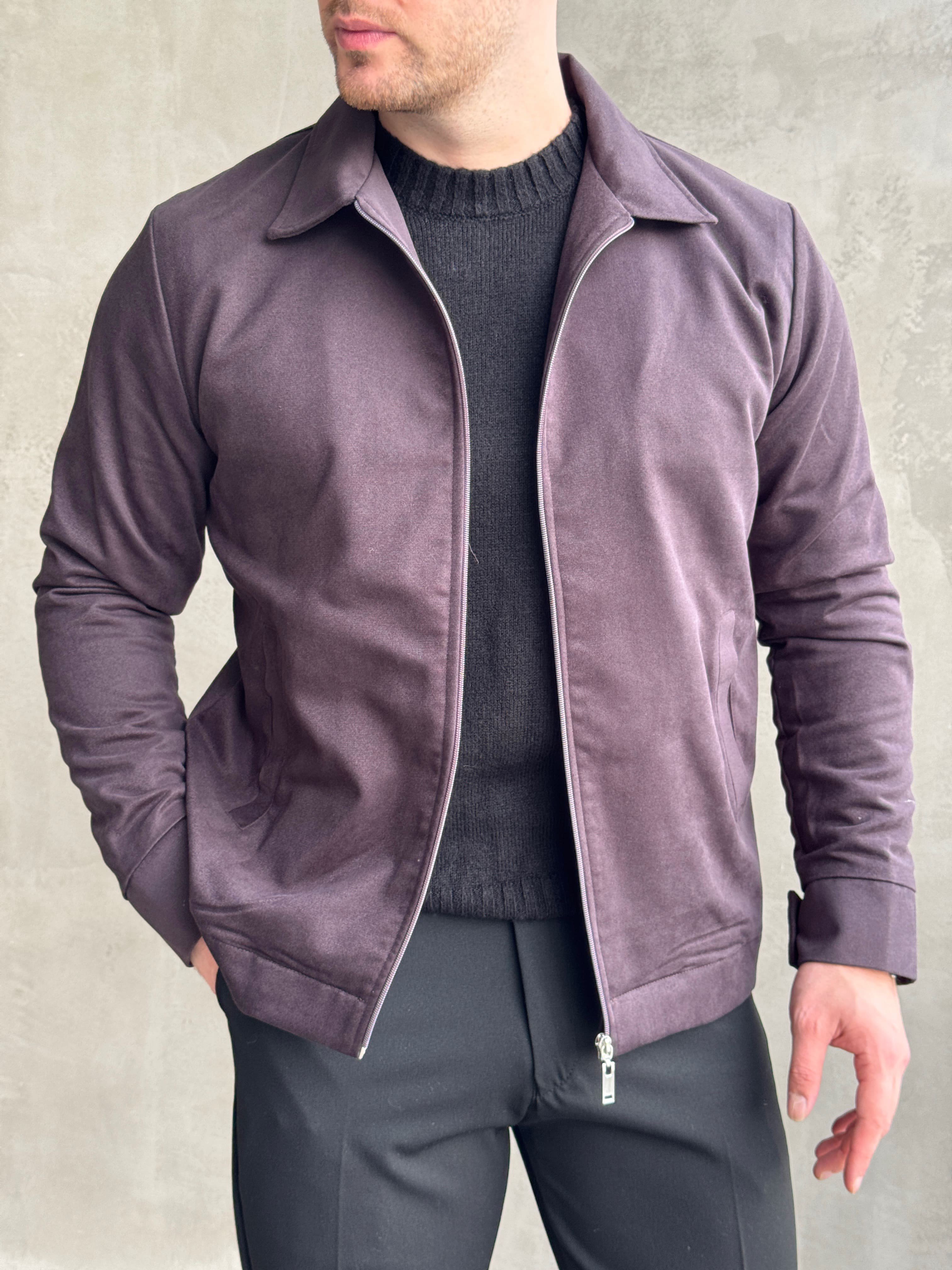 Erkek Favori Model Regular Kalıp Süet Kumaş Basic Ceket-Kahverengi(E1893)Ketench