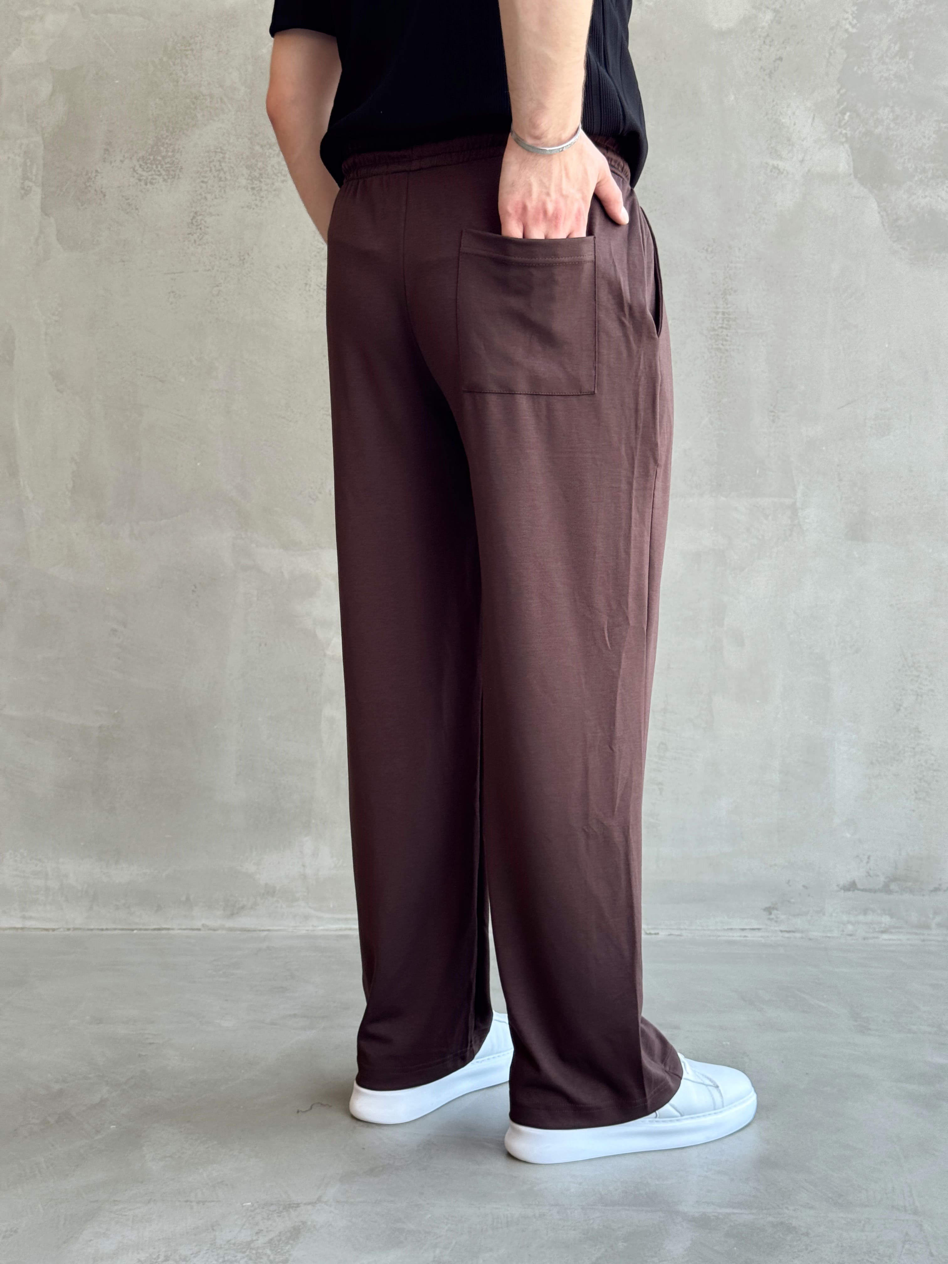Erkek Hafta Sonu Stili Baggy Kalıp Oysh Kumaş Eşofman-Kahverengi(E1774)Ketench