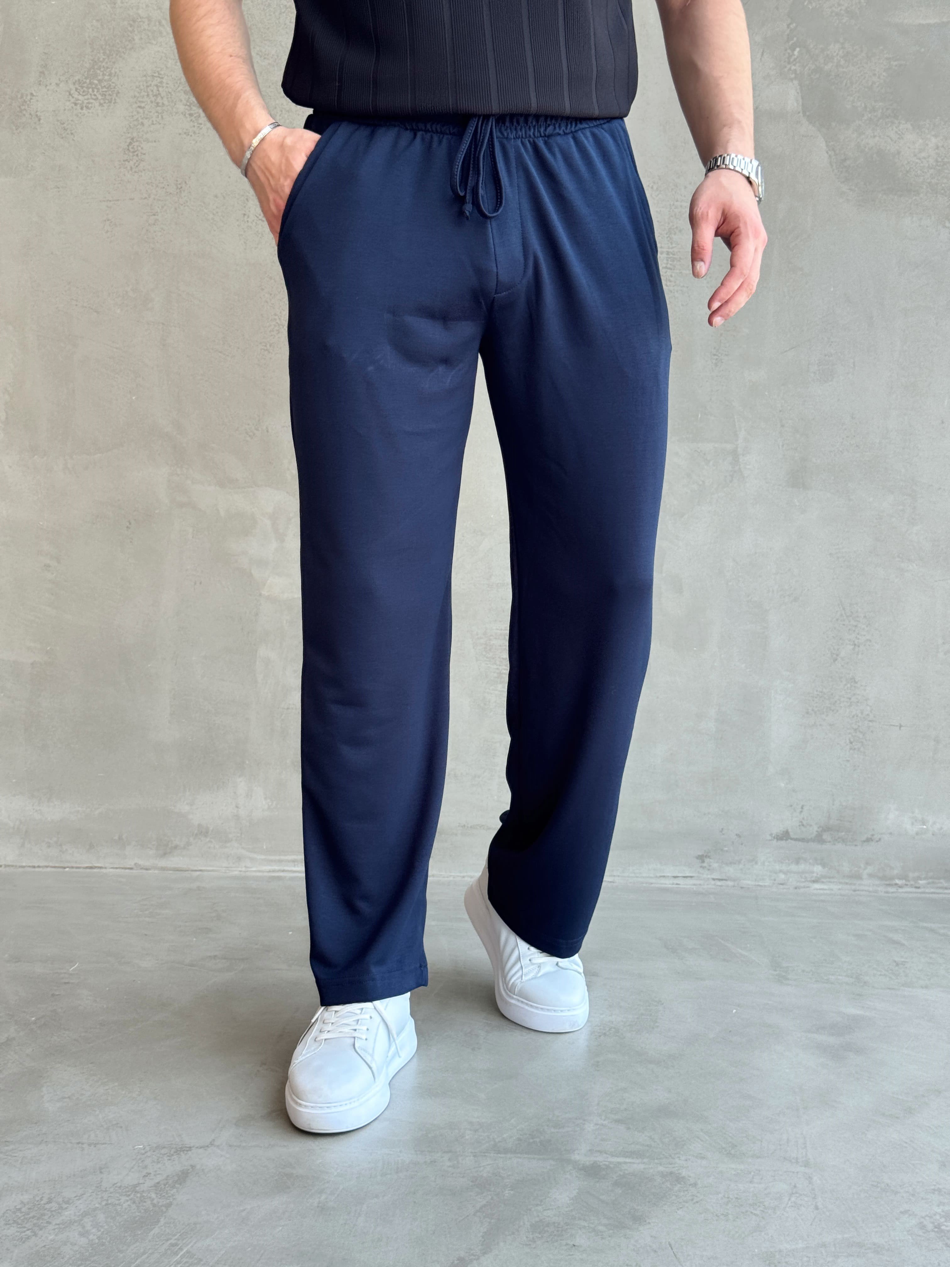 Erkek Hafta Sonu Stili Baggy Kalıp Oysh Kumaş Eşofman-Lacivert(E1774)Ketench