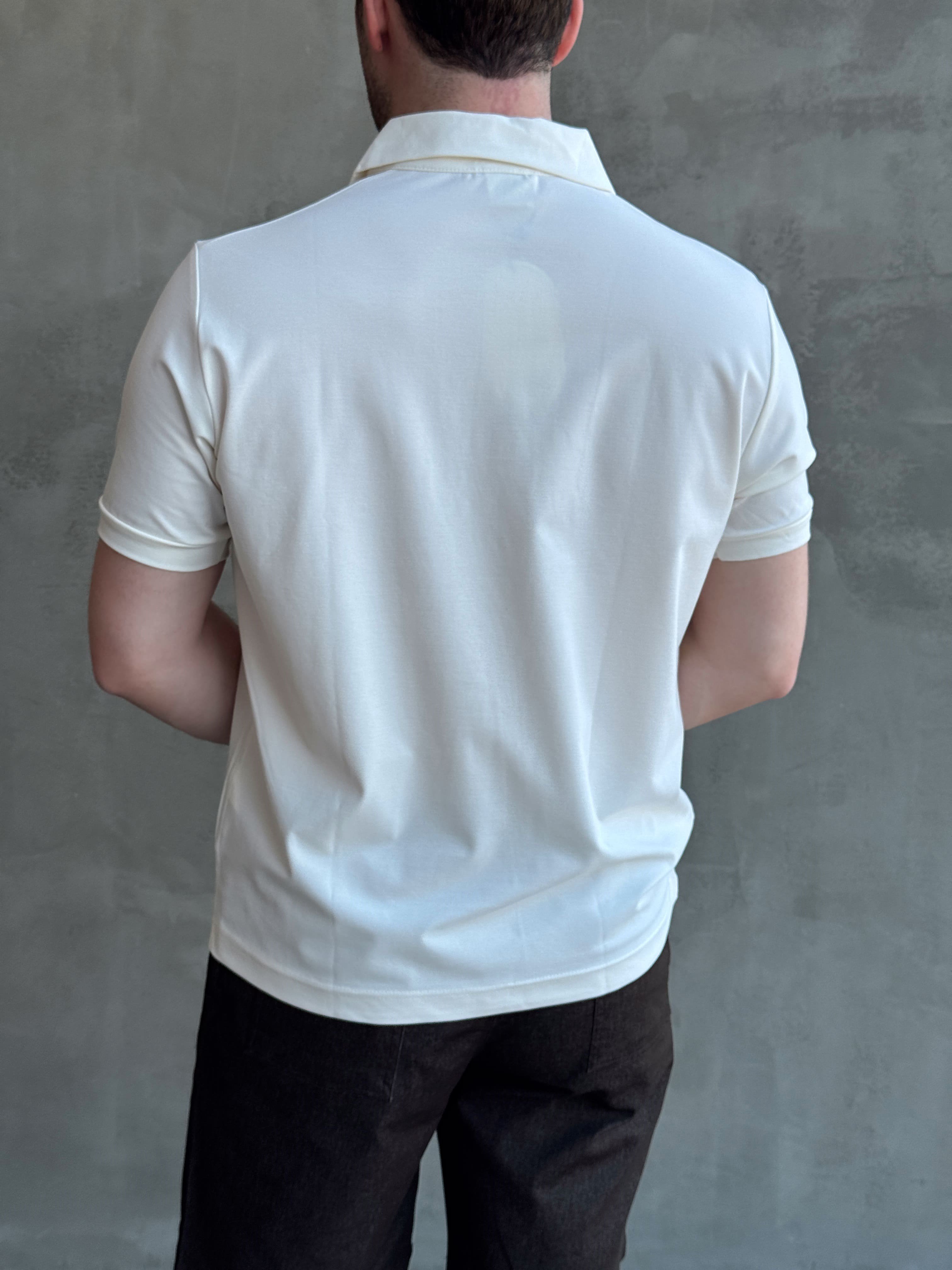 Erkek Kaliteli Kumaş Oversize Kalıp Düğme Detaylı Polo Yaka T-Shirt-Beyaz(E1746)Ketench