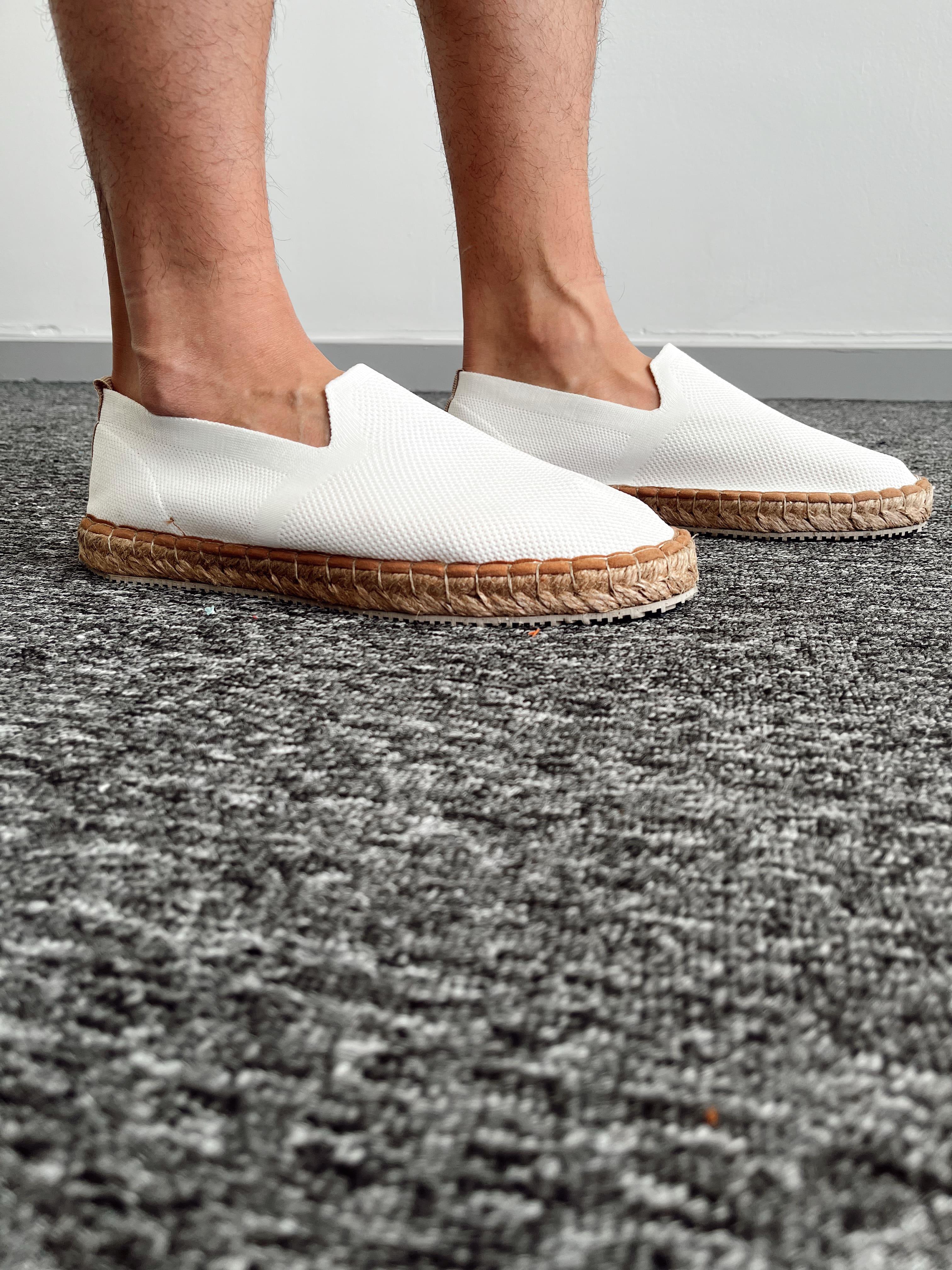 Erkek Keten Espadril Ayakkabı-Beyaz(E1061)Ketench