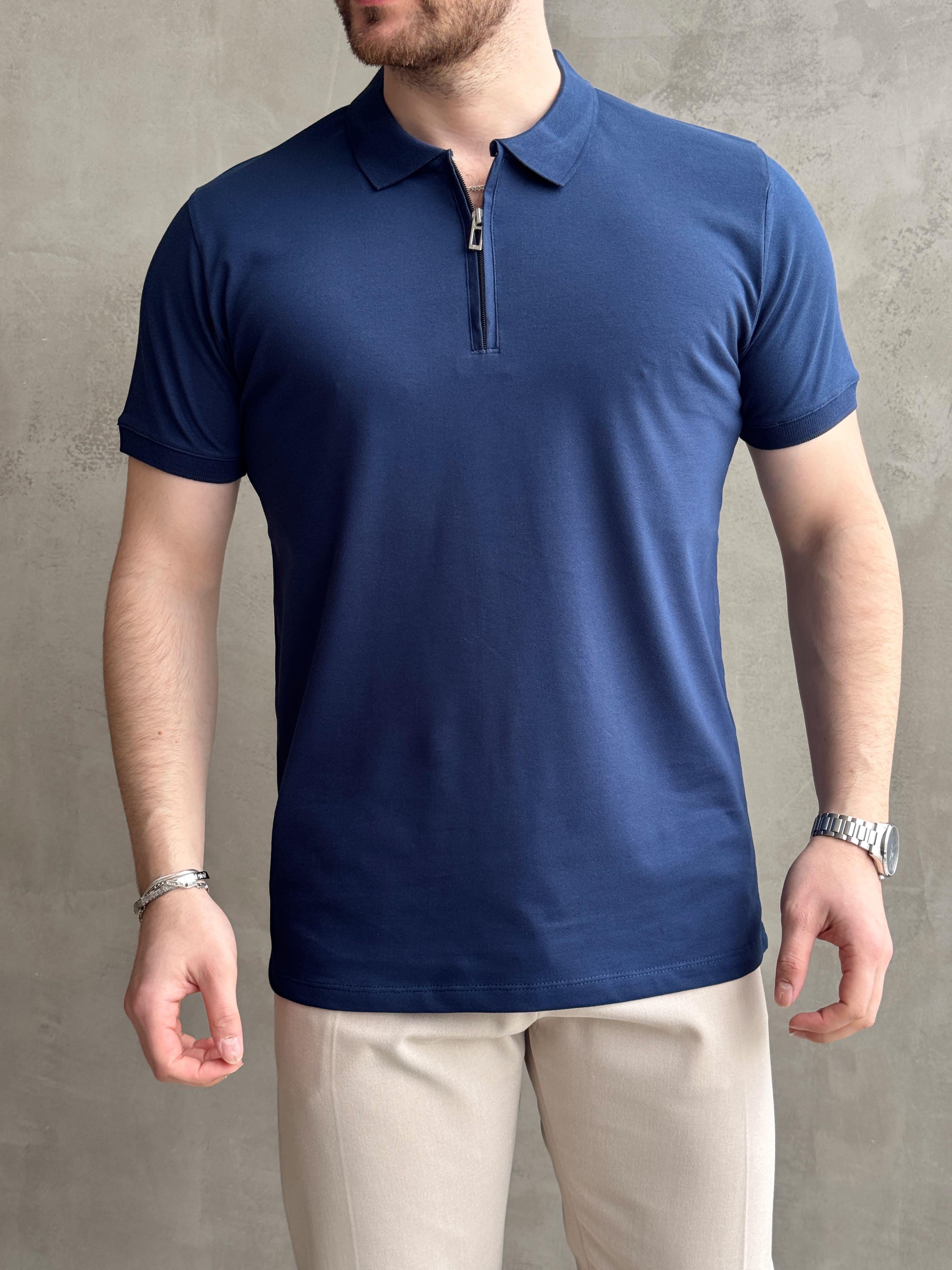 Erkek Ketench Özel Koleksiyon Regular Fit %100 Pamuk Fermuarlı Polo Yaka T-Shirt-Lacivert(E1639)Ketench