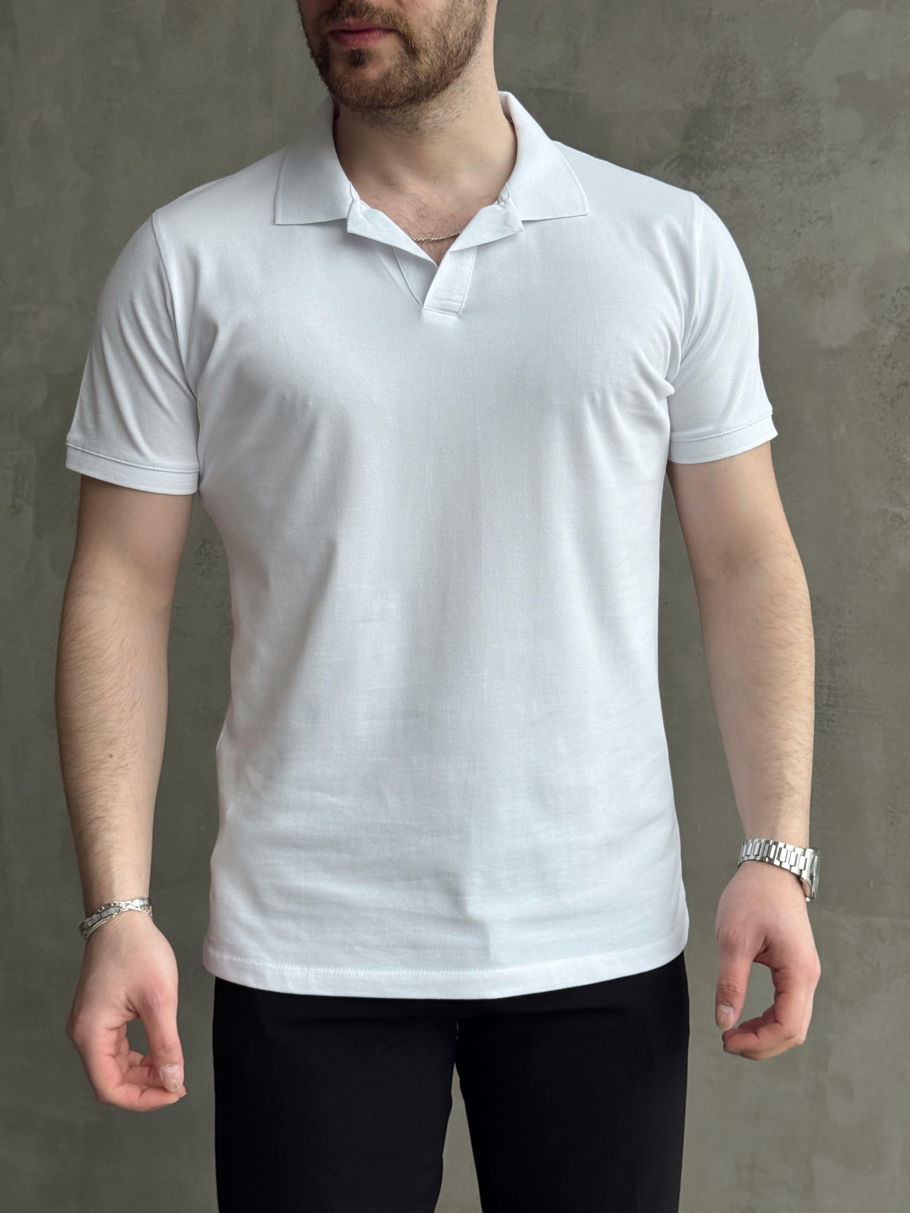 Erkek Ketench Özel Koleksiyon Regular Fit %100 Pamuk Pat Yaka T-Shirt-Beyaz(E1638)Ketench