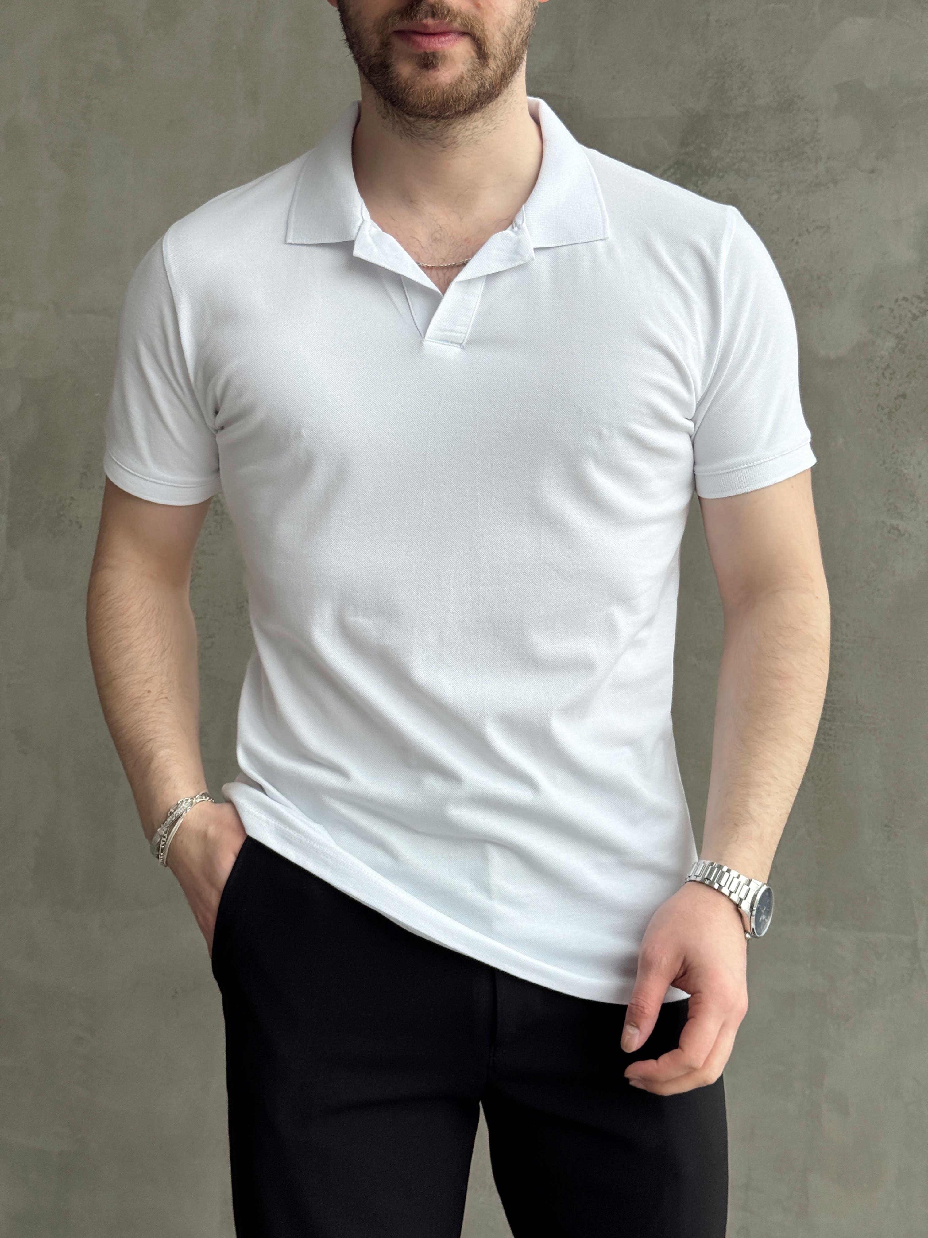 Erkek Ketench Özel Koleksiyon Regular Fit %100 Pamuk Pat Yaka T-Shirt-Beyaz(E1638)Ketench