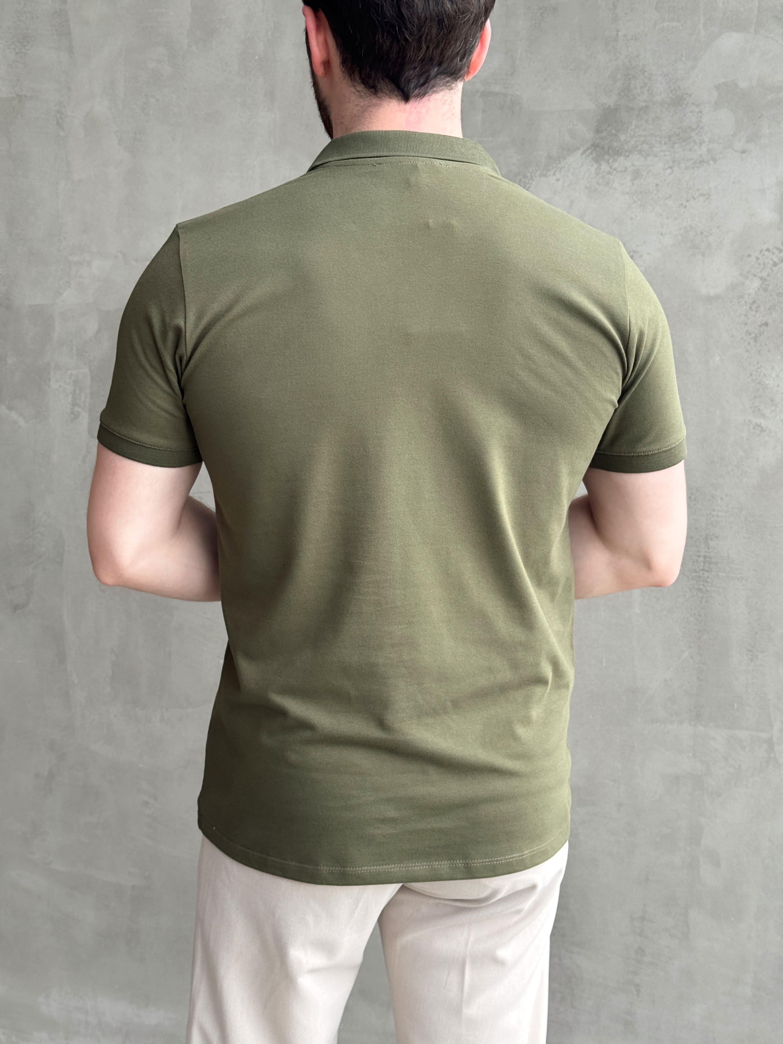 Erkek Ketench Özel Koleksiyon Regular Fit %100 Pamuk Pat Yaka T-Shirt-Haki(E1638)Ketench