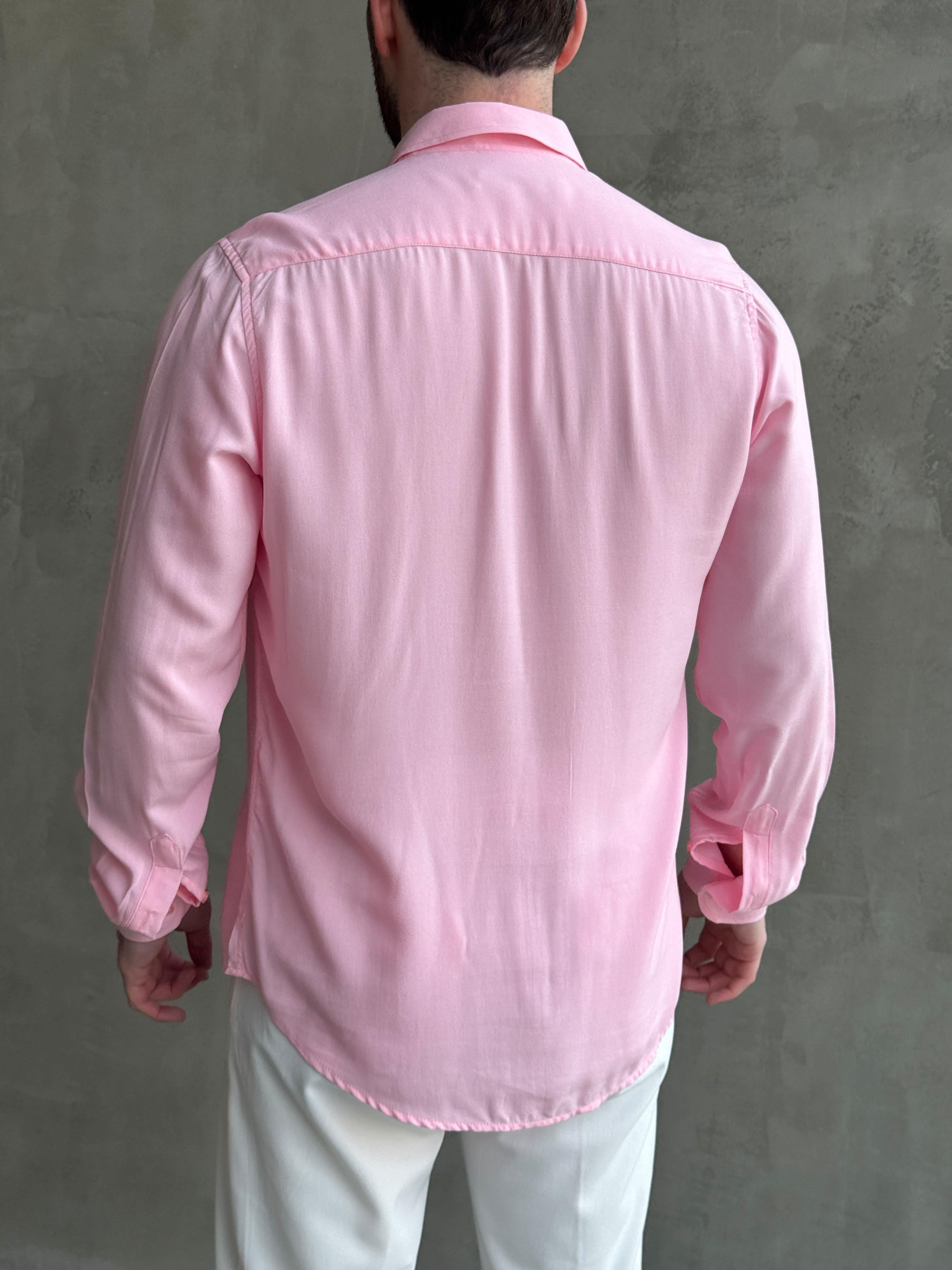 Erkek Ketench Özel Koleksiyon Regular Kalıp Ketench Nakış Detaylı Esnek Kumaş Gömlek-Pembe(E1650)Ketench