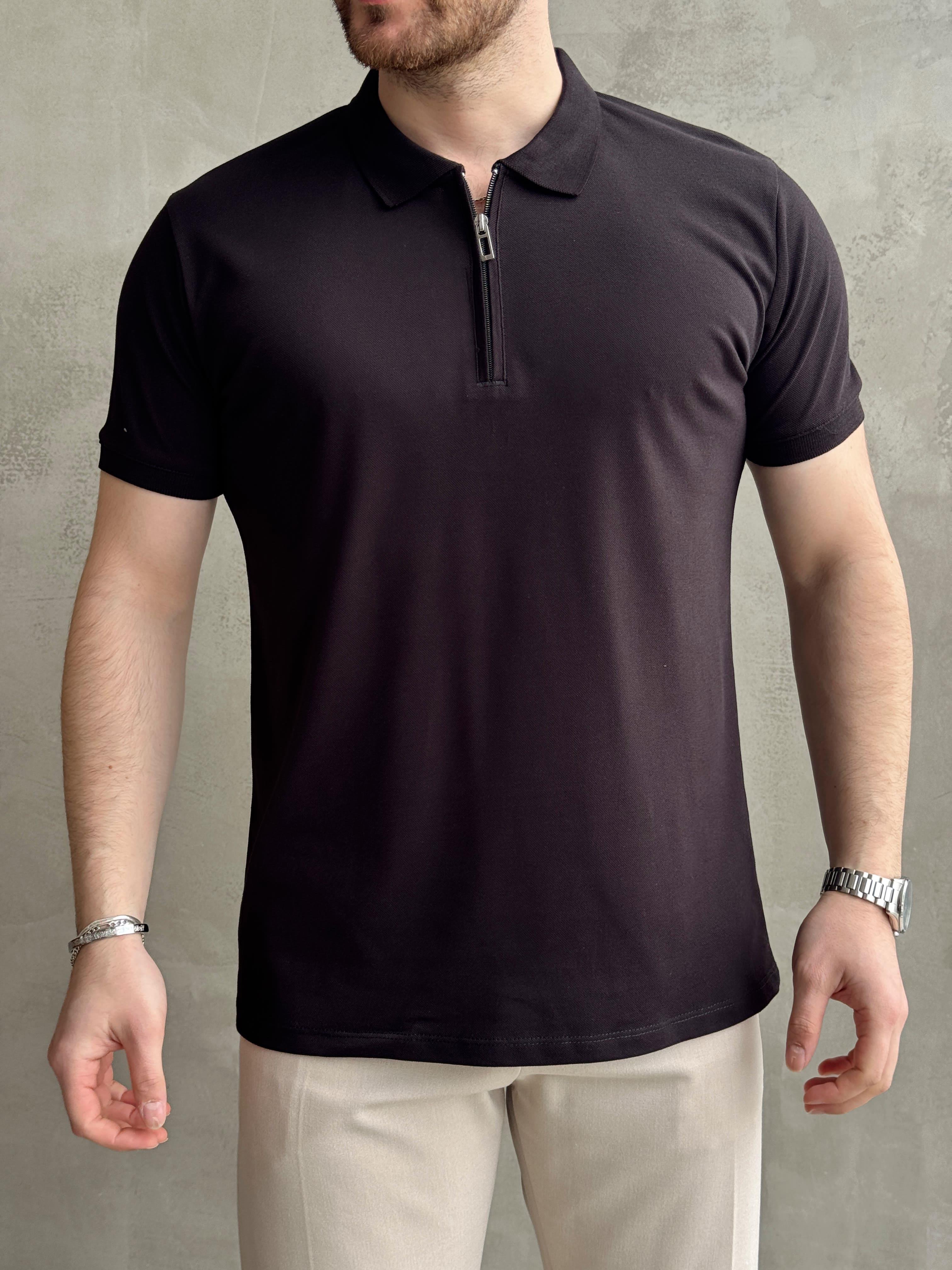 Erkek Ketench Özel Koleksiyon Regular Fit %100 Pamuk Fermuarlı Polo Yaka T-Shirt-Siyah(E1639)Ketench