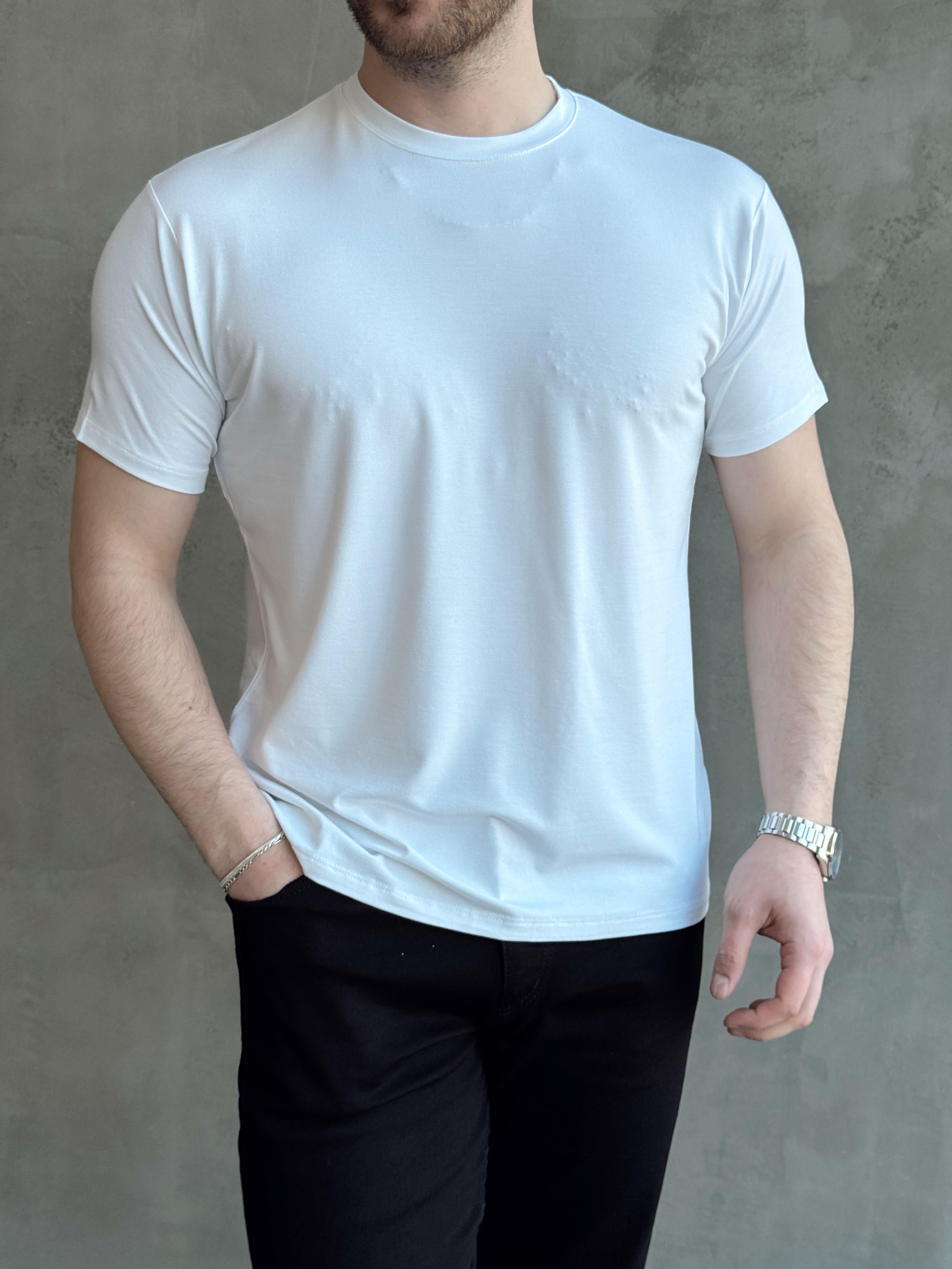 Erkek Ketench Özel Üretim Regular Kalıp Bisiklet Yaka Basic T-Shirt-Beyaz(E1685)Ketench