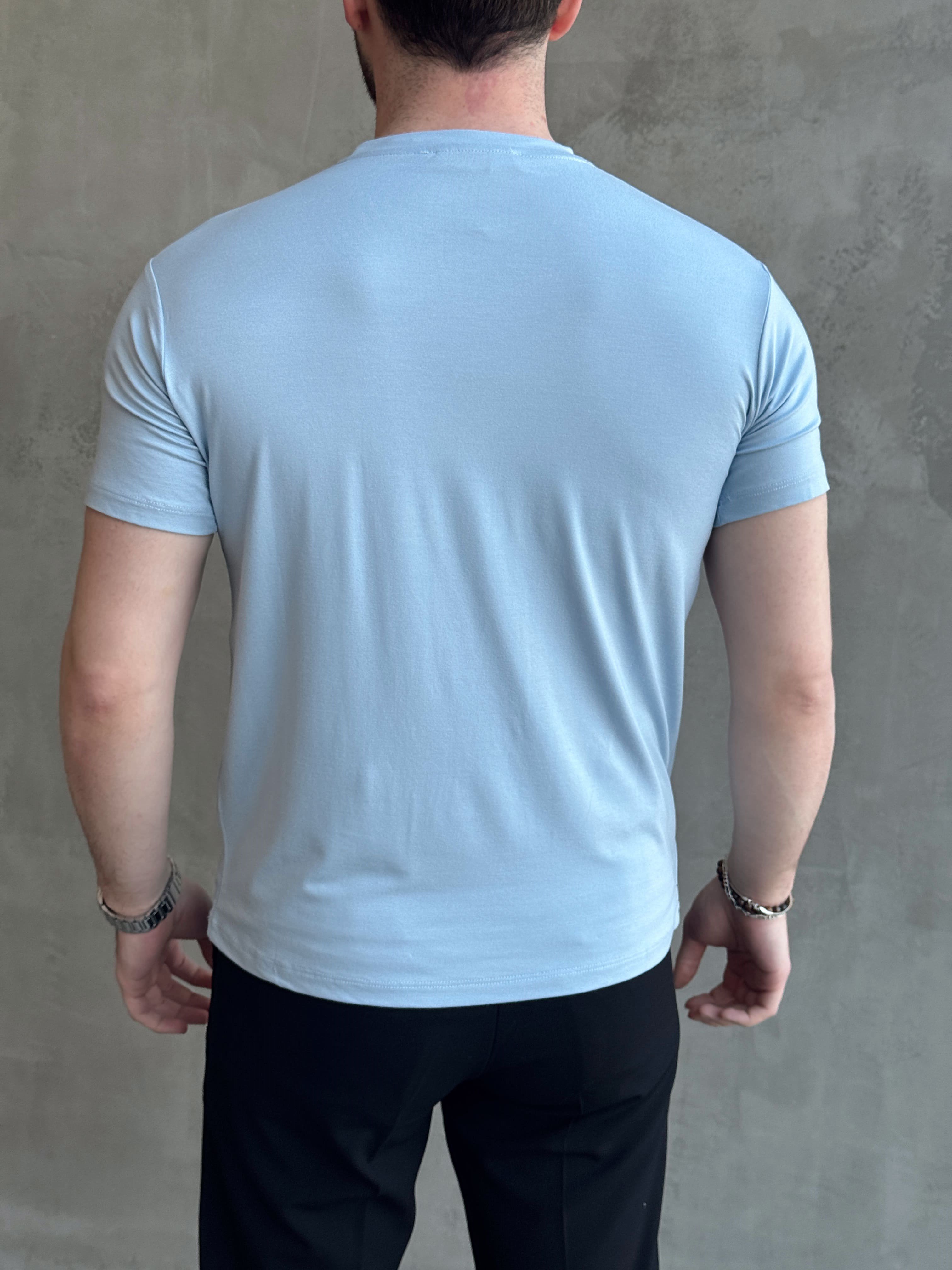 Erkek Ketench Özel Üretim Regular Kalıp Bisiklet Yaka Basic T-Shirt-Bebe Mavi(E1685)Ketench