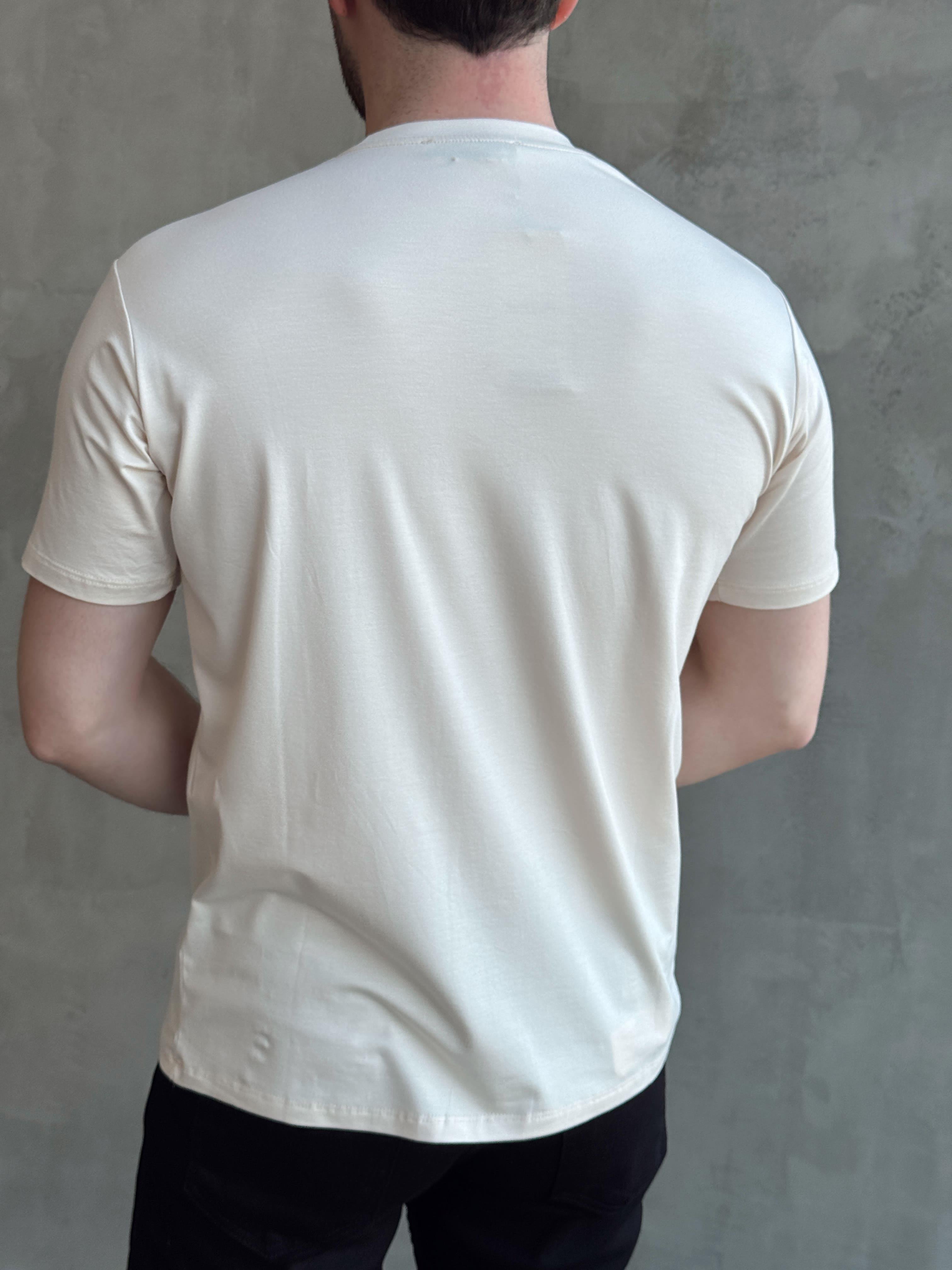 Erkek Ketench Özel Üretim Regular Kalıp Bisiklet Yaka Basic T-Shirt-Krem(E1685)Ketench