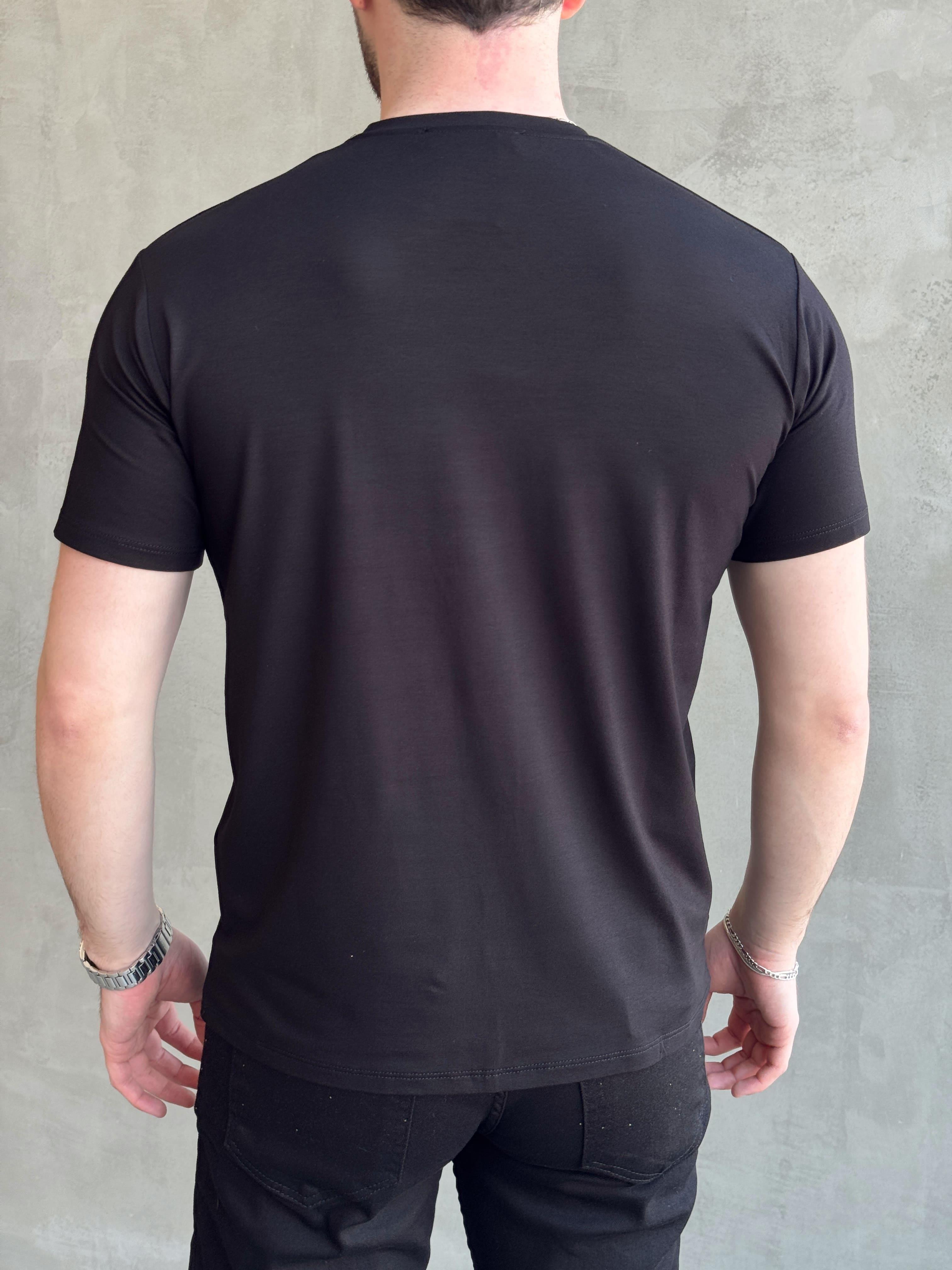 Erkek Ketench Özel Üretim Regular Kalıp Bisiklet Yaka Basic T-Shirt-Siyah(E1685)Ketench
