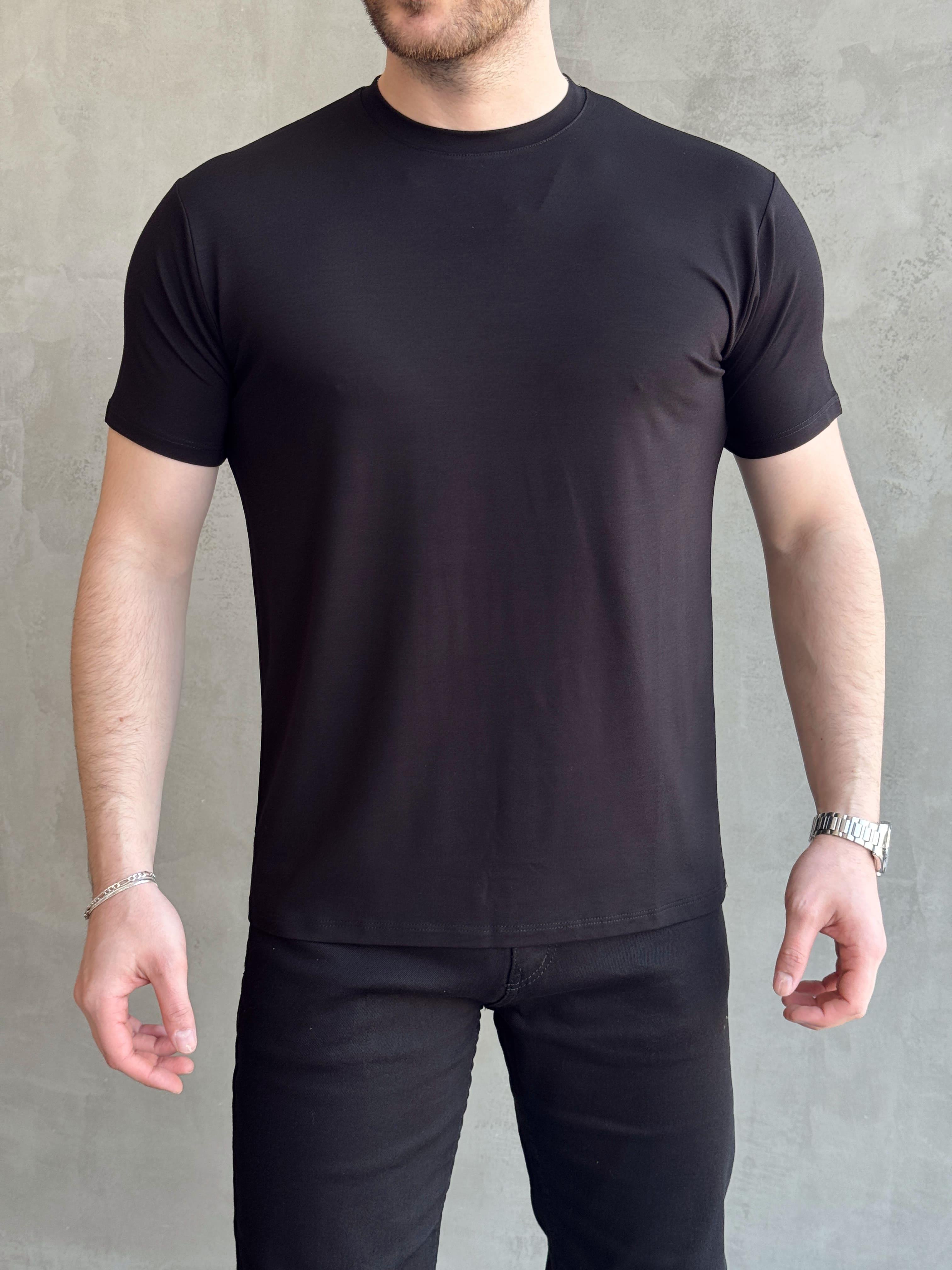 Erkek Ketench Özel Üretim Regular Kalıp Bisiklet Yaka Basic T-Shirt-Siyah(E1685)Ketench