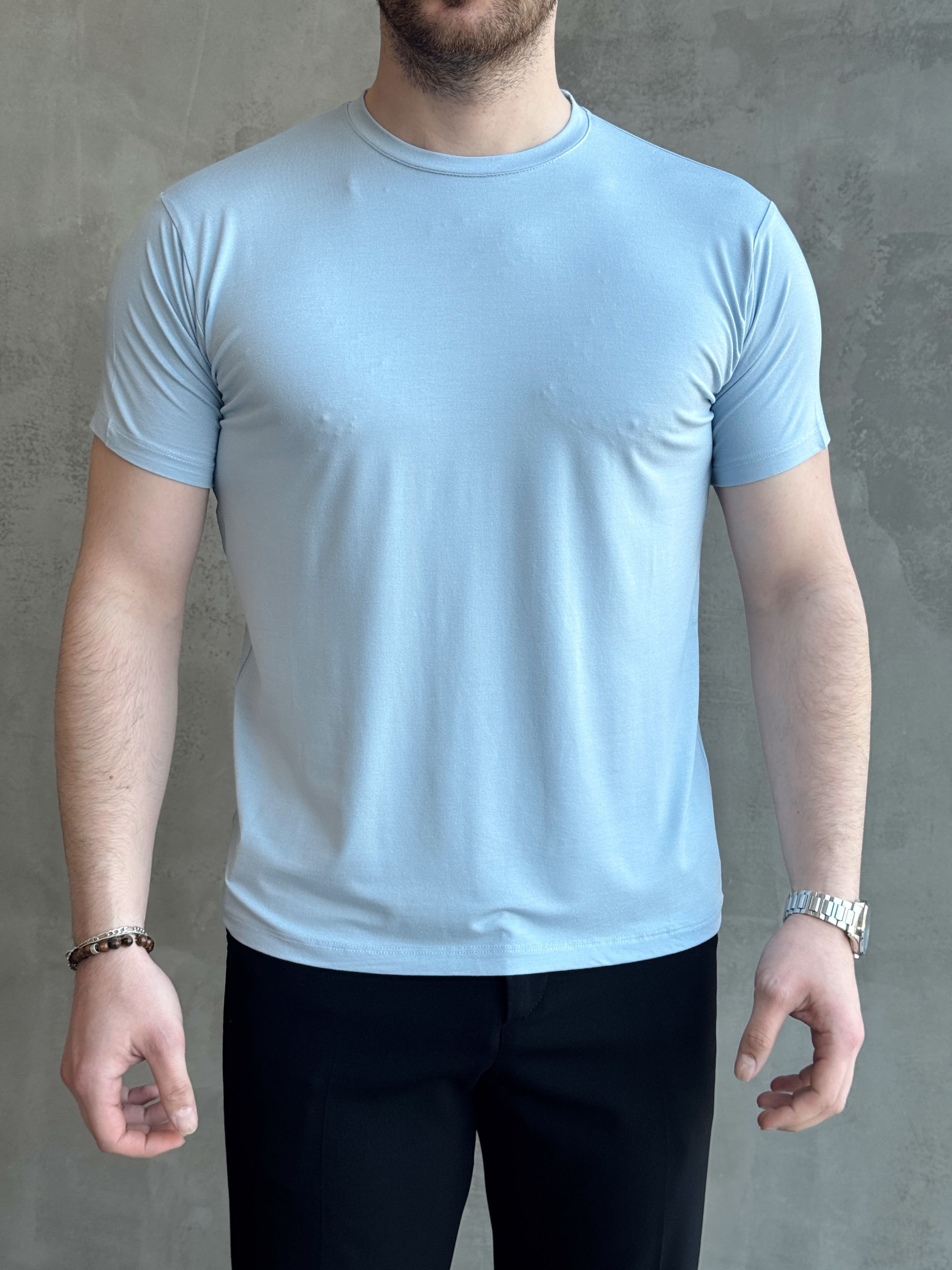 Erkek Ketench Özel Üretim Regular Kalıp Bisiklet Yaka Basic T-Shirt-Bebe Mavi(E1685)Ketench