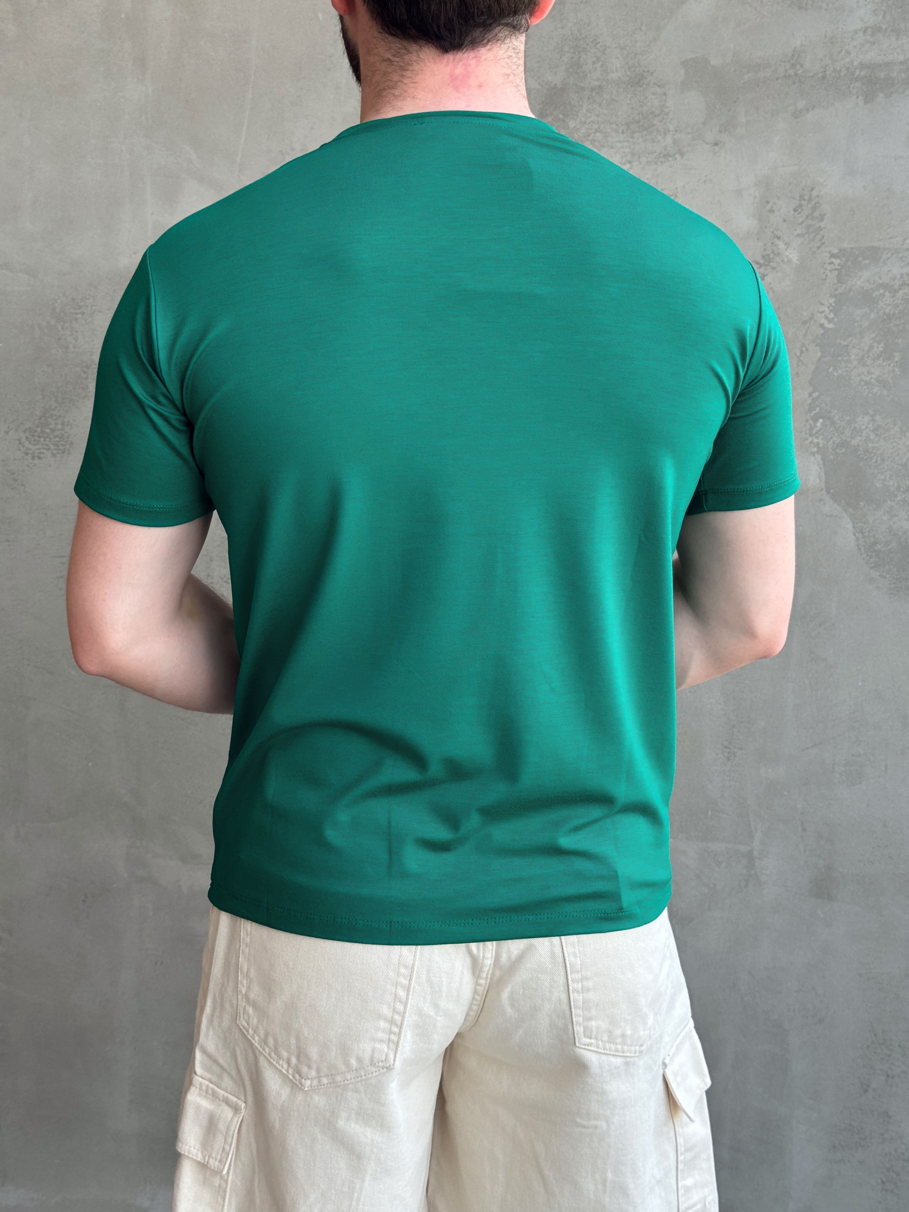 Erkek Ketench Özel Üretim Regular Kalıp Bisiklet Yaka Basic T-Shirt-Zümrüt(E1685)Ketench