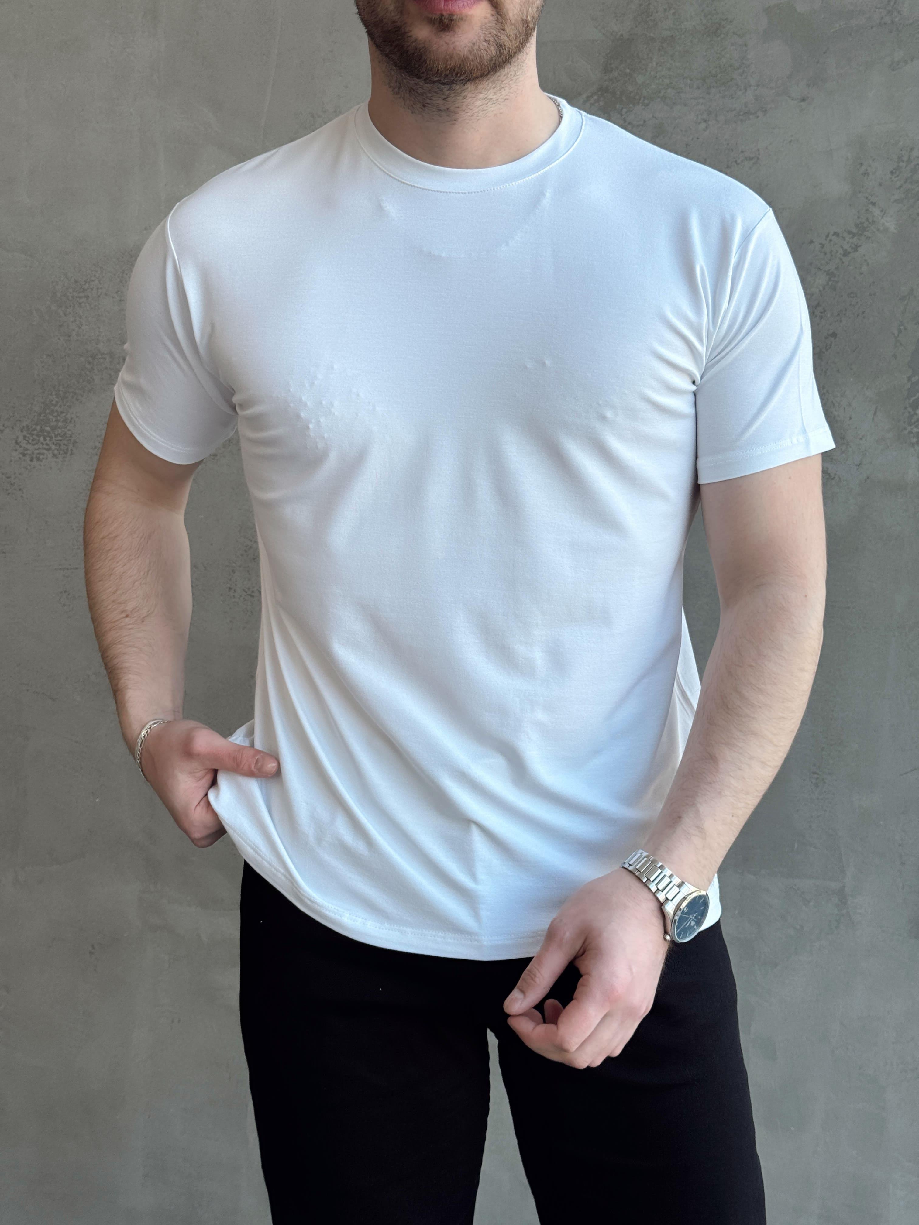 Erkek Ketench Özel Üretim Regular Kalıp Bisiklet Yaka Basic T-Shirt-Beyaz(E1685)Ketench