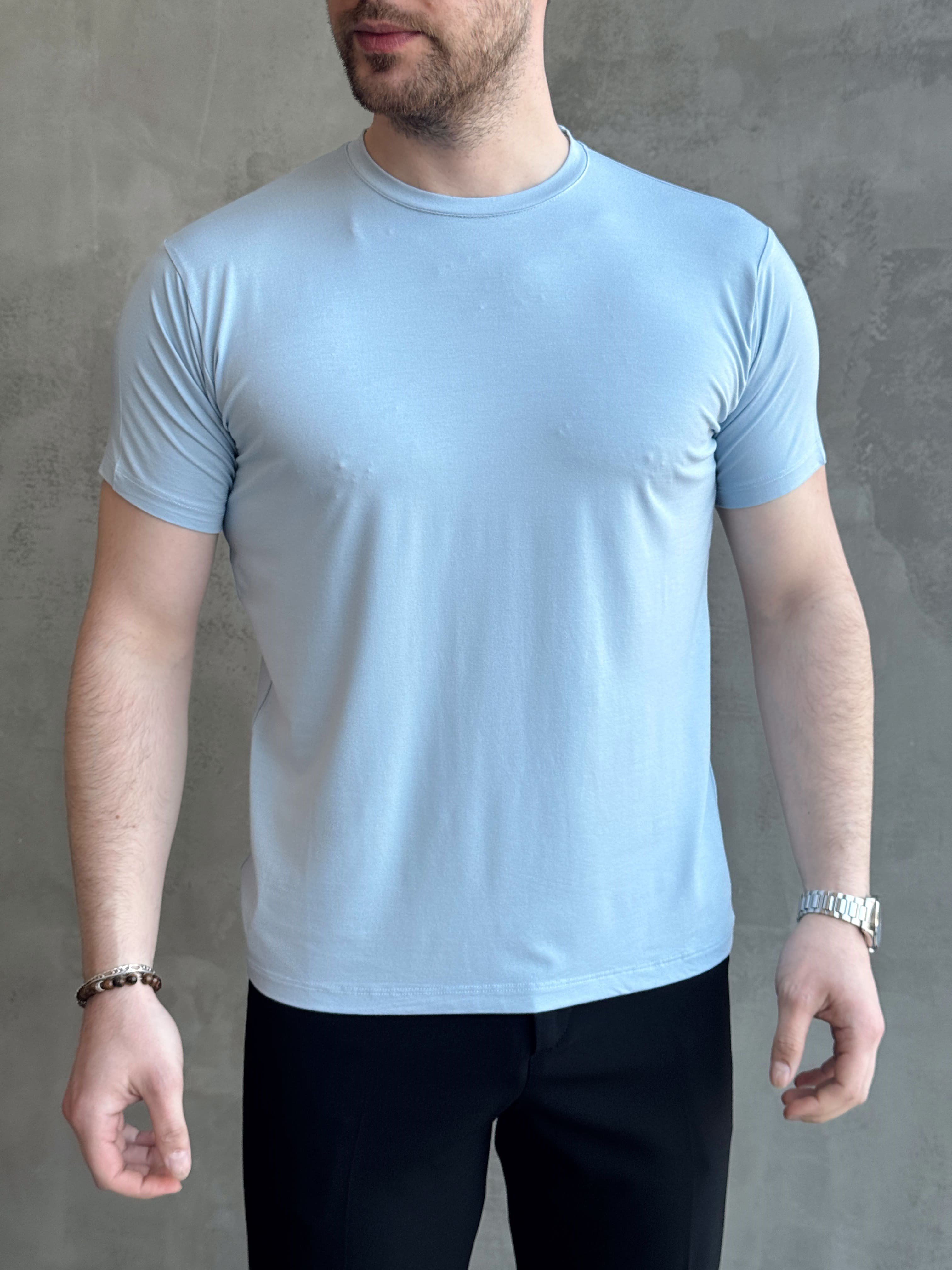 Erkek Ketench Özel Üretim Regular Kalıp Bisiklet Yaka Basic T-Shirt-Bebe Mavi(E1685)Ketench