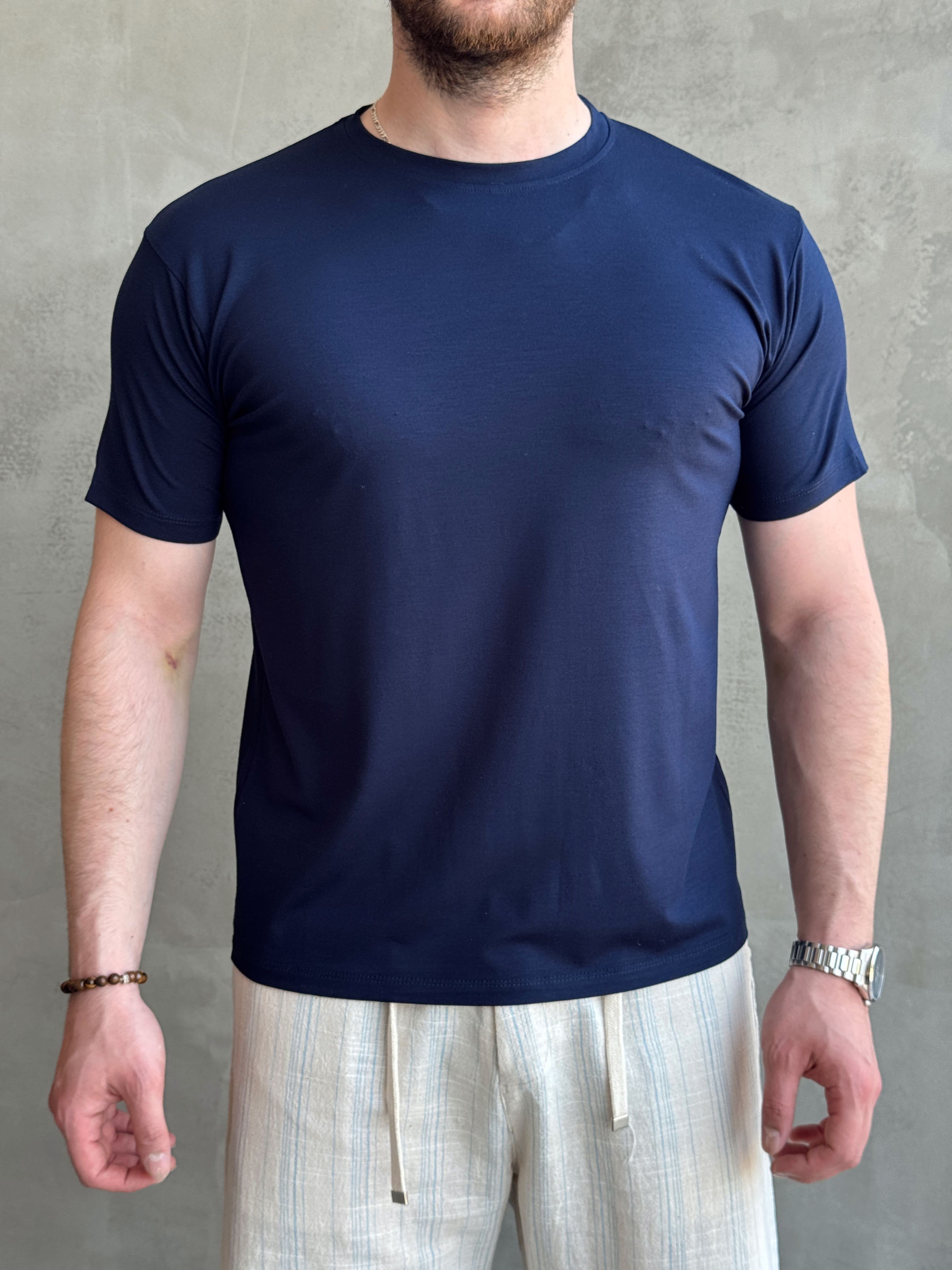 Erkek Ketench Özel Üretim Regular Kalıp Bisiklet Yaka Basic T-Shirt-Lacivert(E1685)Ketench