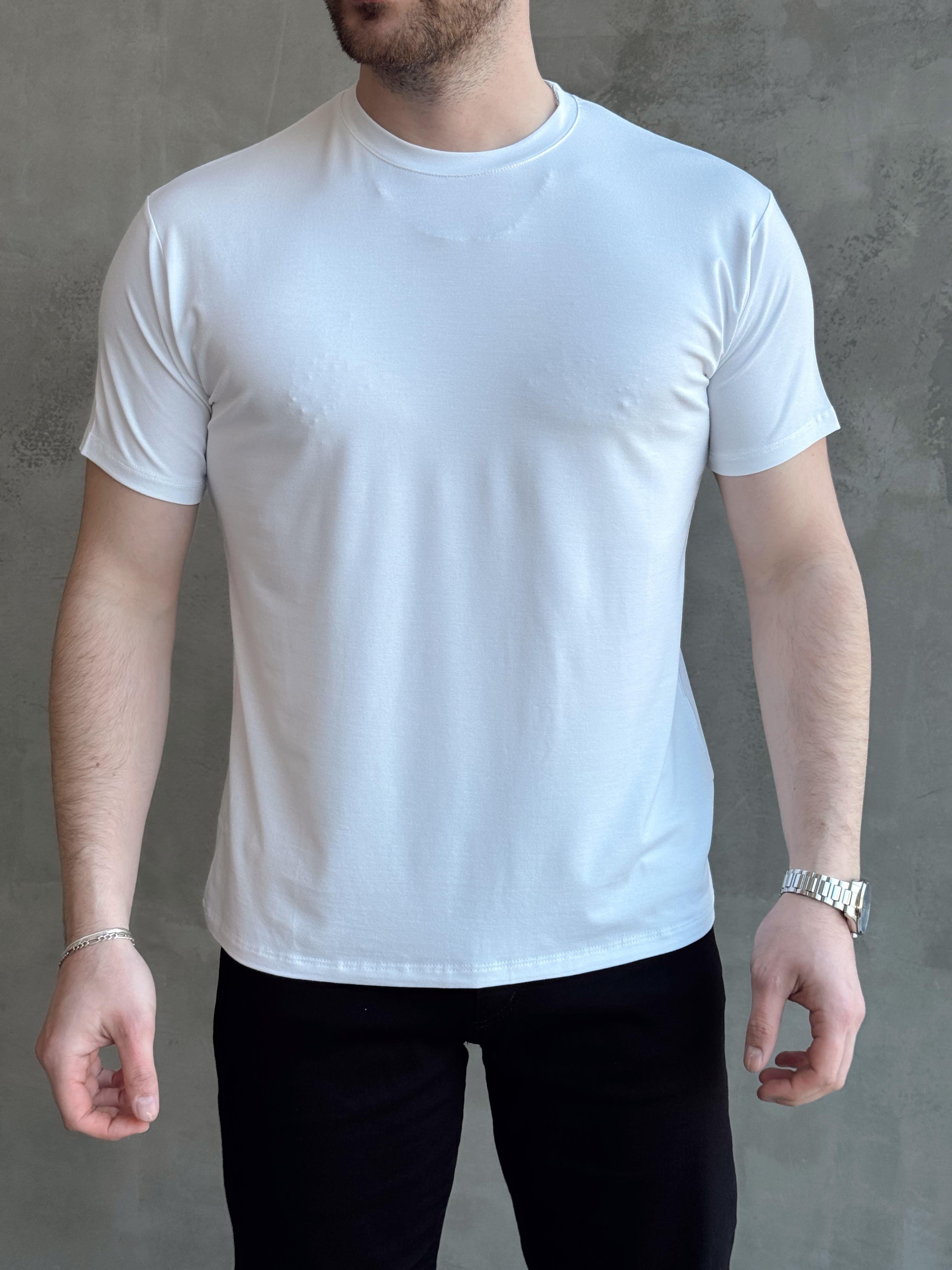 Erkek Ketench Özel Üretim Regular Kalıp Bisiklet Yaka Basic T-Shirt-Beyaz(E1685)Ketench