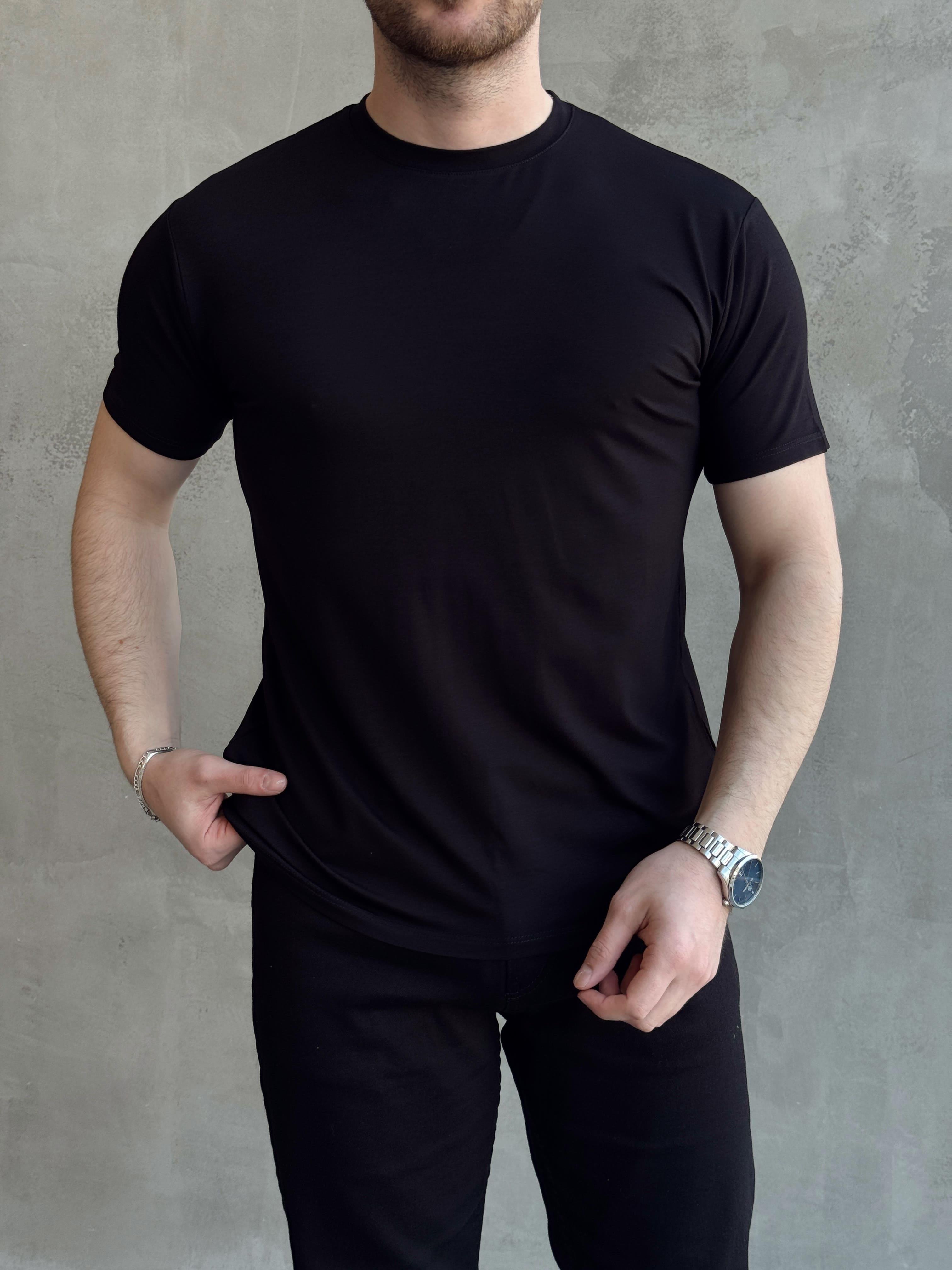 Erkek Ketench Özel Üretim Regular Kalıp Bisiklet Yaka Basic T-Shirt-Siyah(E1685)Ketench