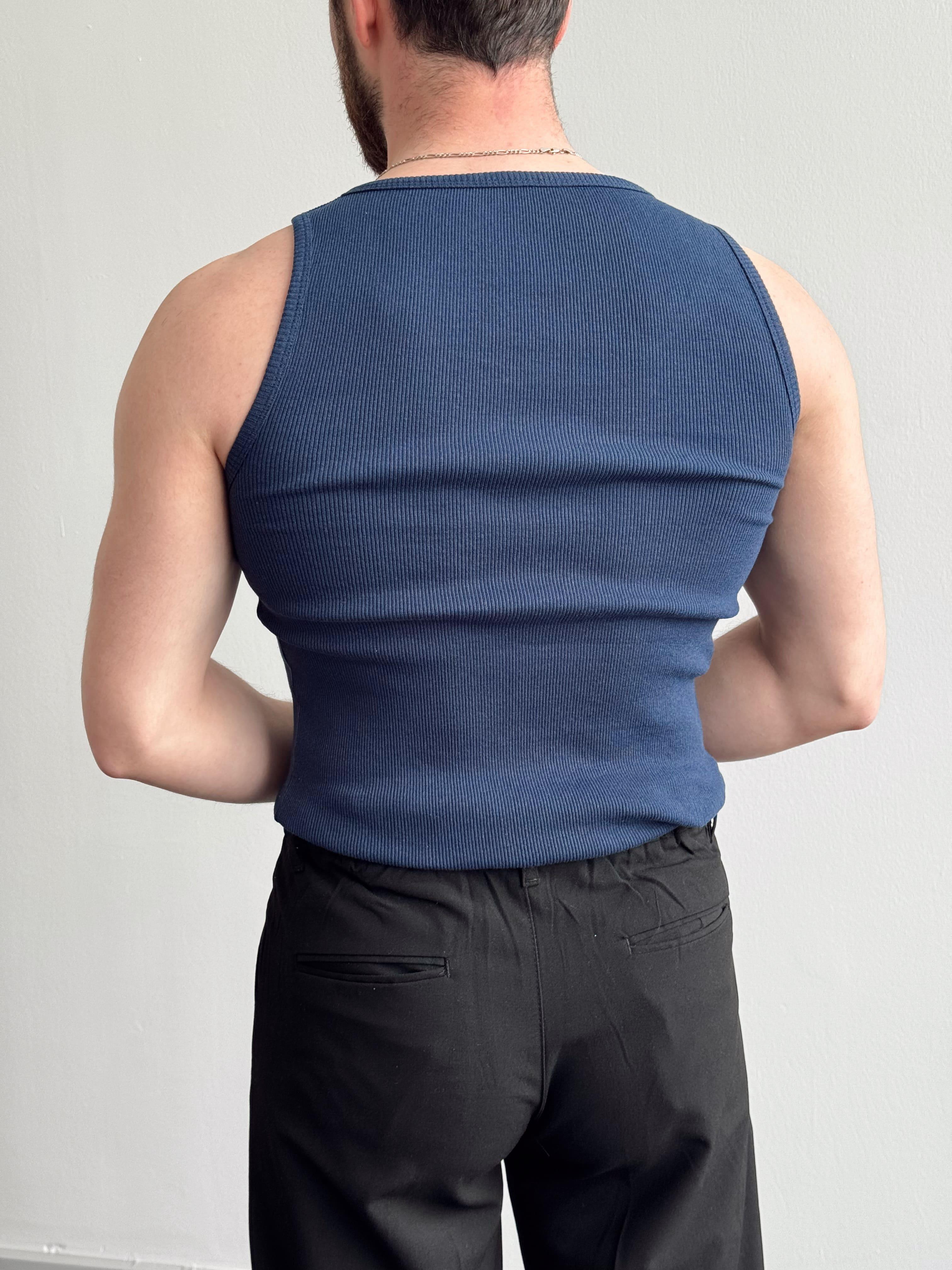 Erkek Numaralandırılmış Özel Seri Slim Fit Fitilli Atlet-Lacivert(E1377)Ketench