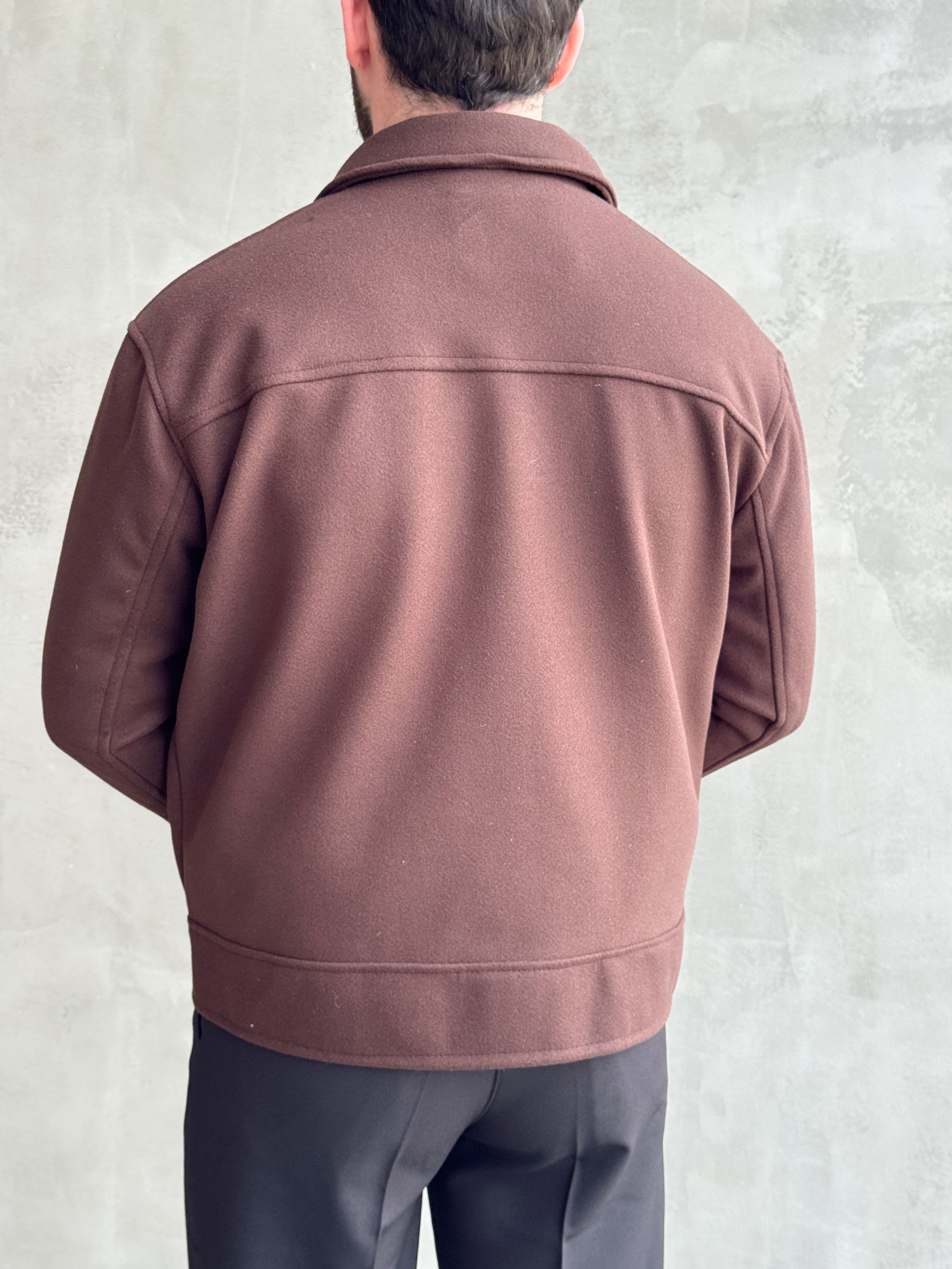Erkek Öne Çıkan Regular Fit Cep Detaylı Düğmeli Kaşe Ceket-Kahverengi(E1823)Ketench