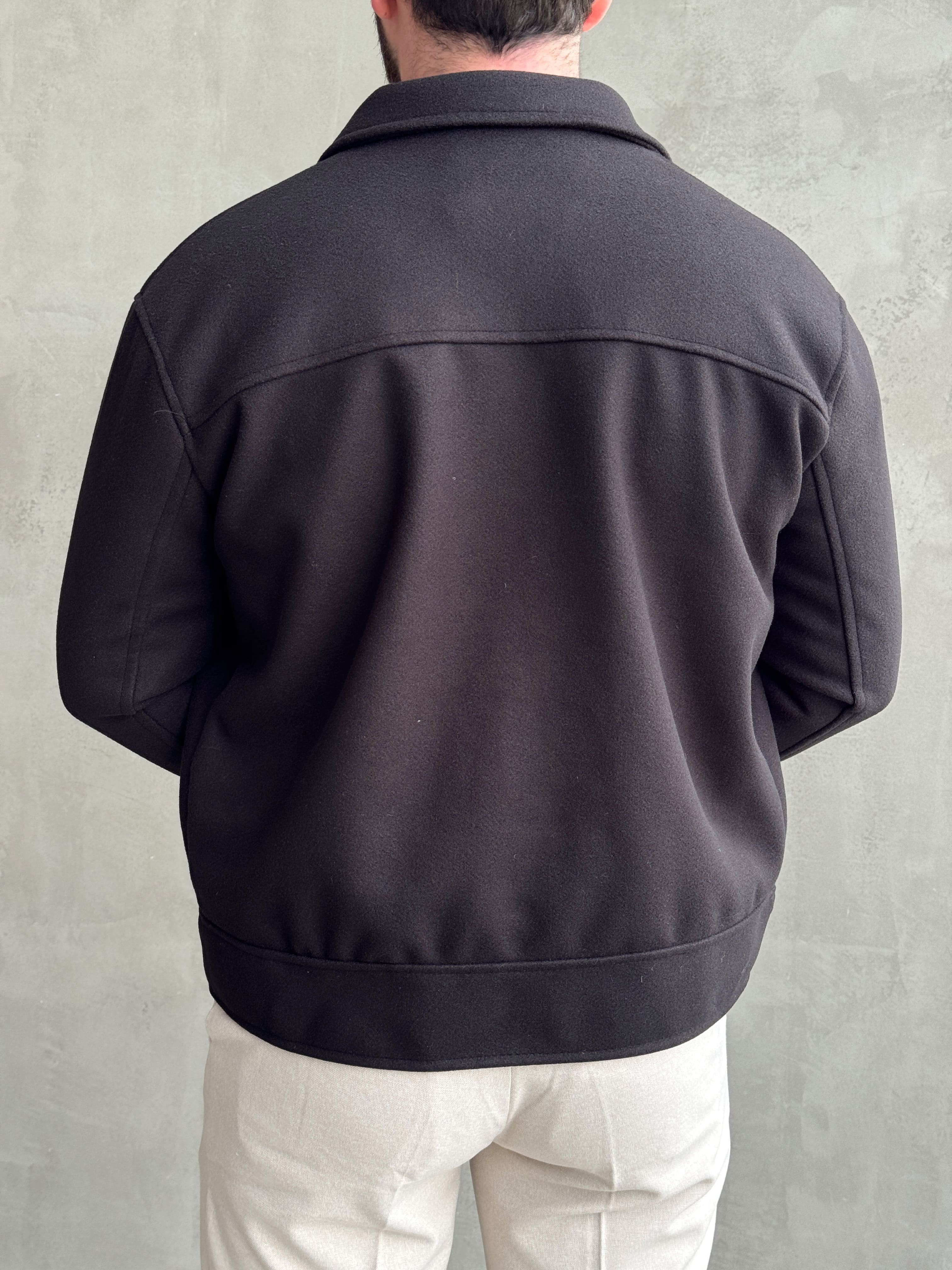 Erkek Öne Çıkan Regular Fit Cep Detaylı Düğmeli Kaşe Ceket-Siyah(E1823)Ketench