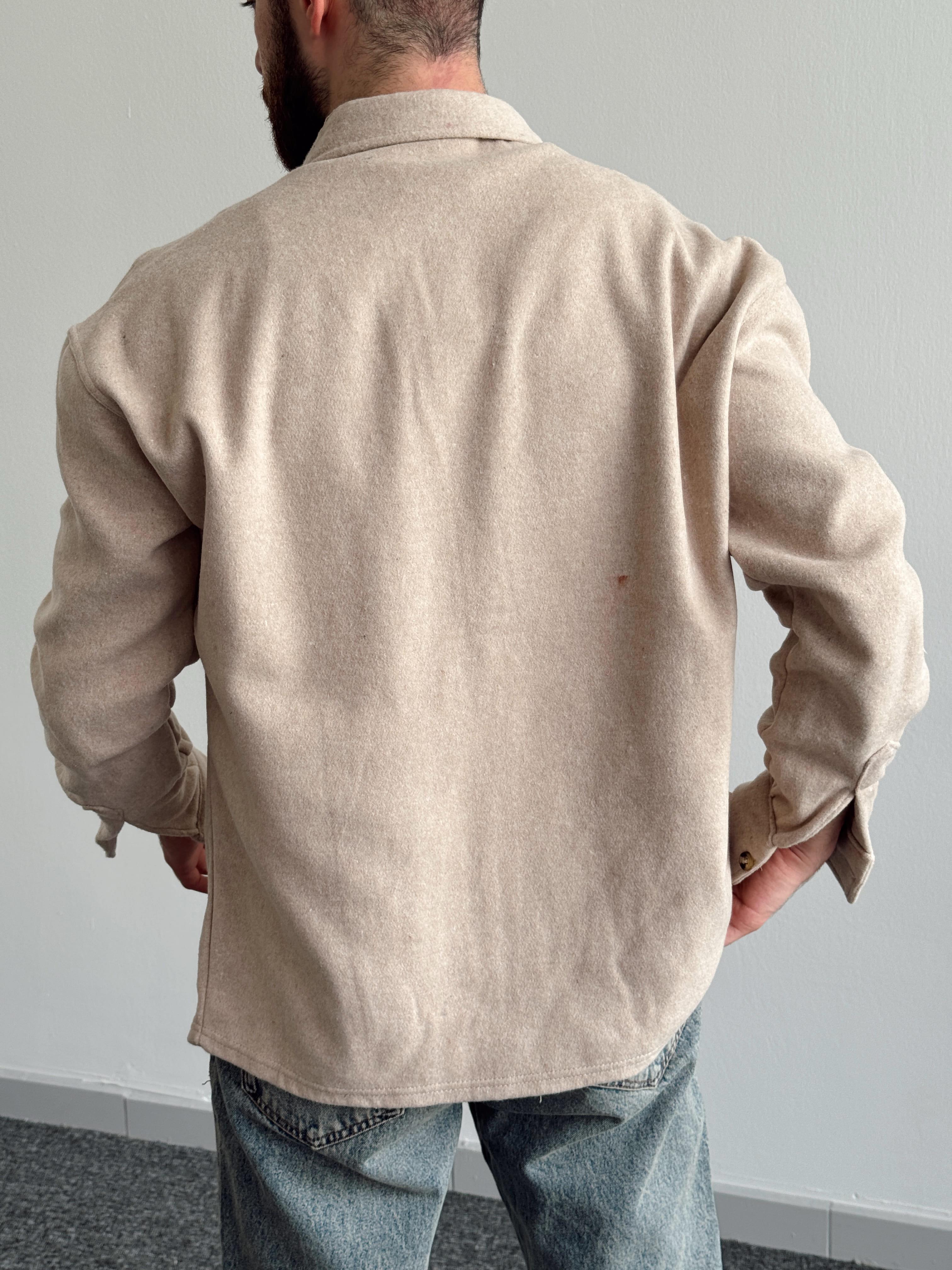 Erkek Oversize Kışlık Kaşe Gömlek-Krem(E1121)Ketench
