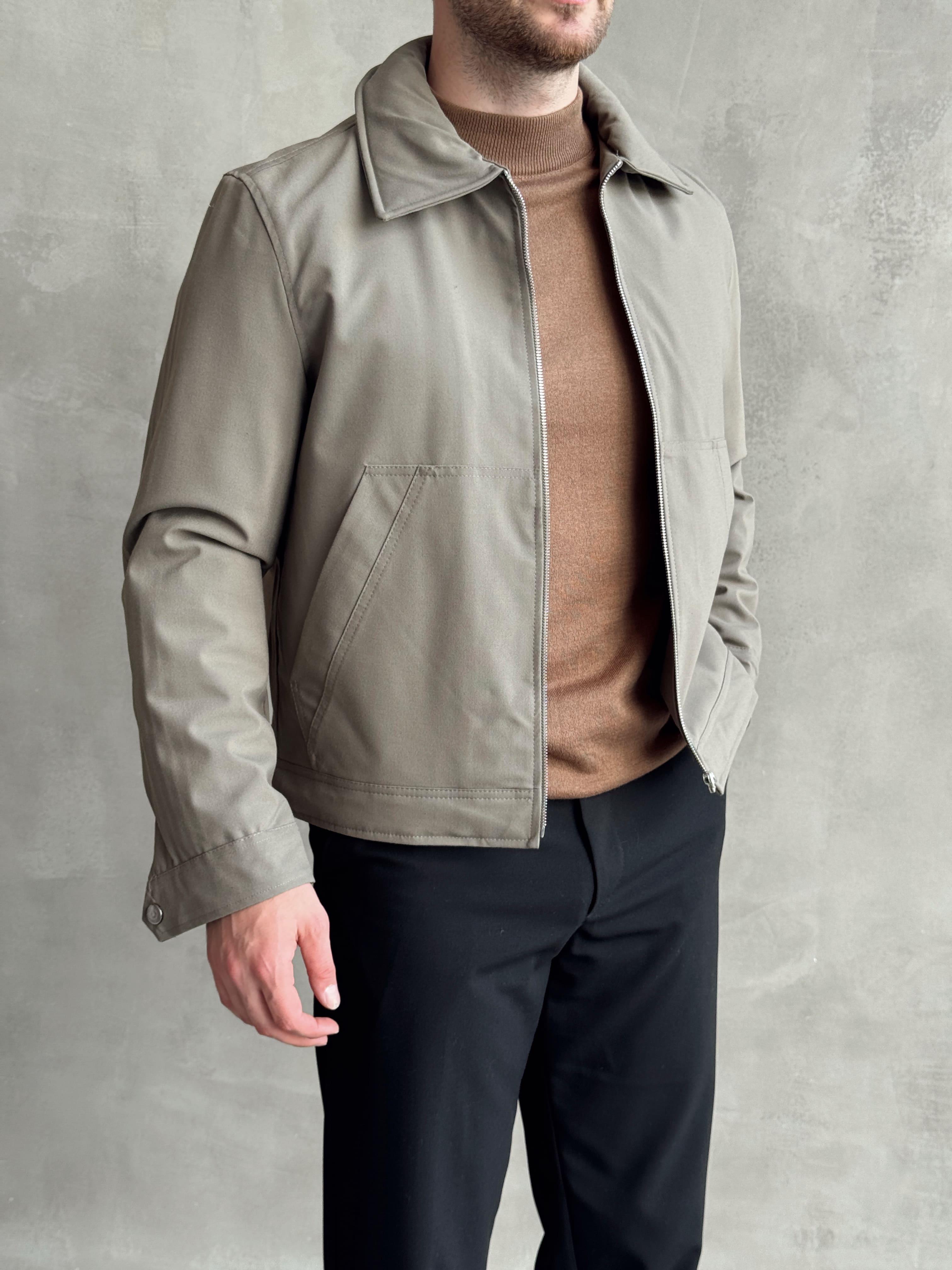 Erkek Özel Koleksiyon Oversize Kalıp Kanguru Cep Çıtçıt Detay İçi Astarlı Gabardin Kumaş Ceket-Haki(E1463)Ketench