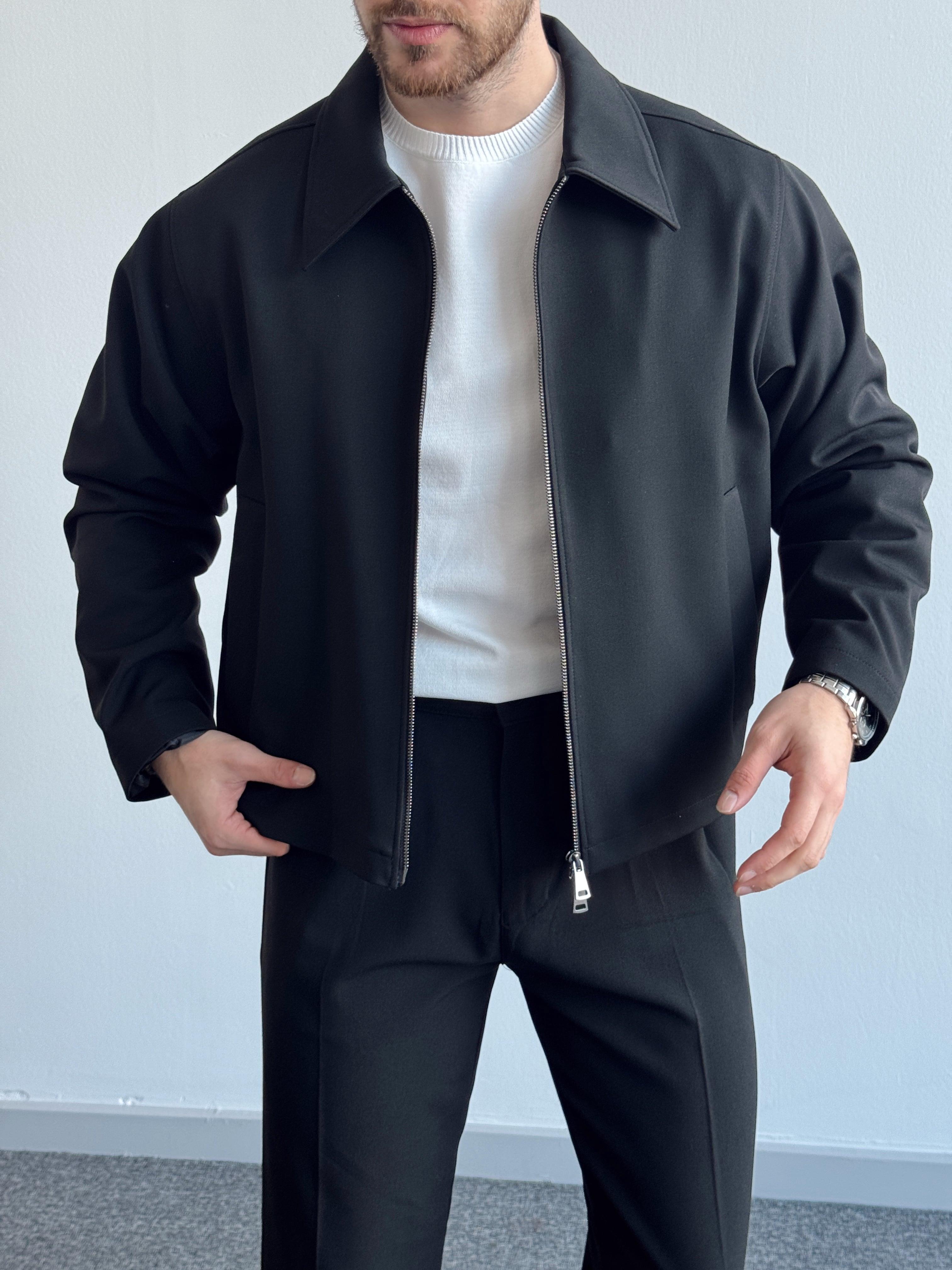 Erkek Özel Premium Seri Düz Model Oversize Kalıp Ceket-Siyah(E1183)Ketench
