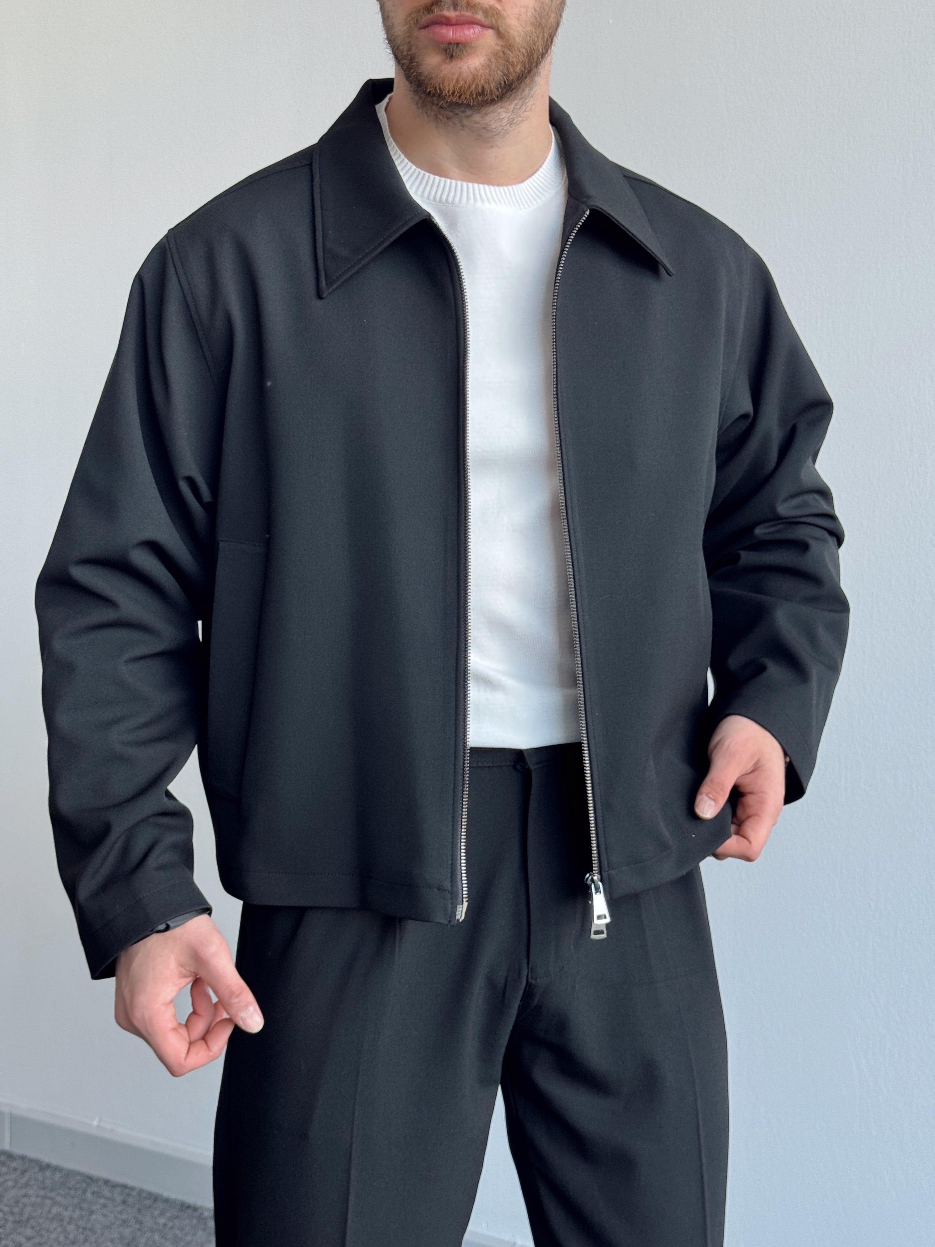 Erkek Özel Premium Seri Düz Model Oversize Kalıp Ceket-Siyah(E1183)Ketench