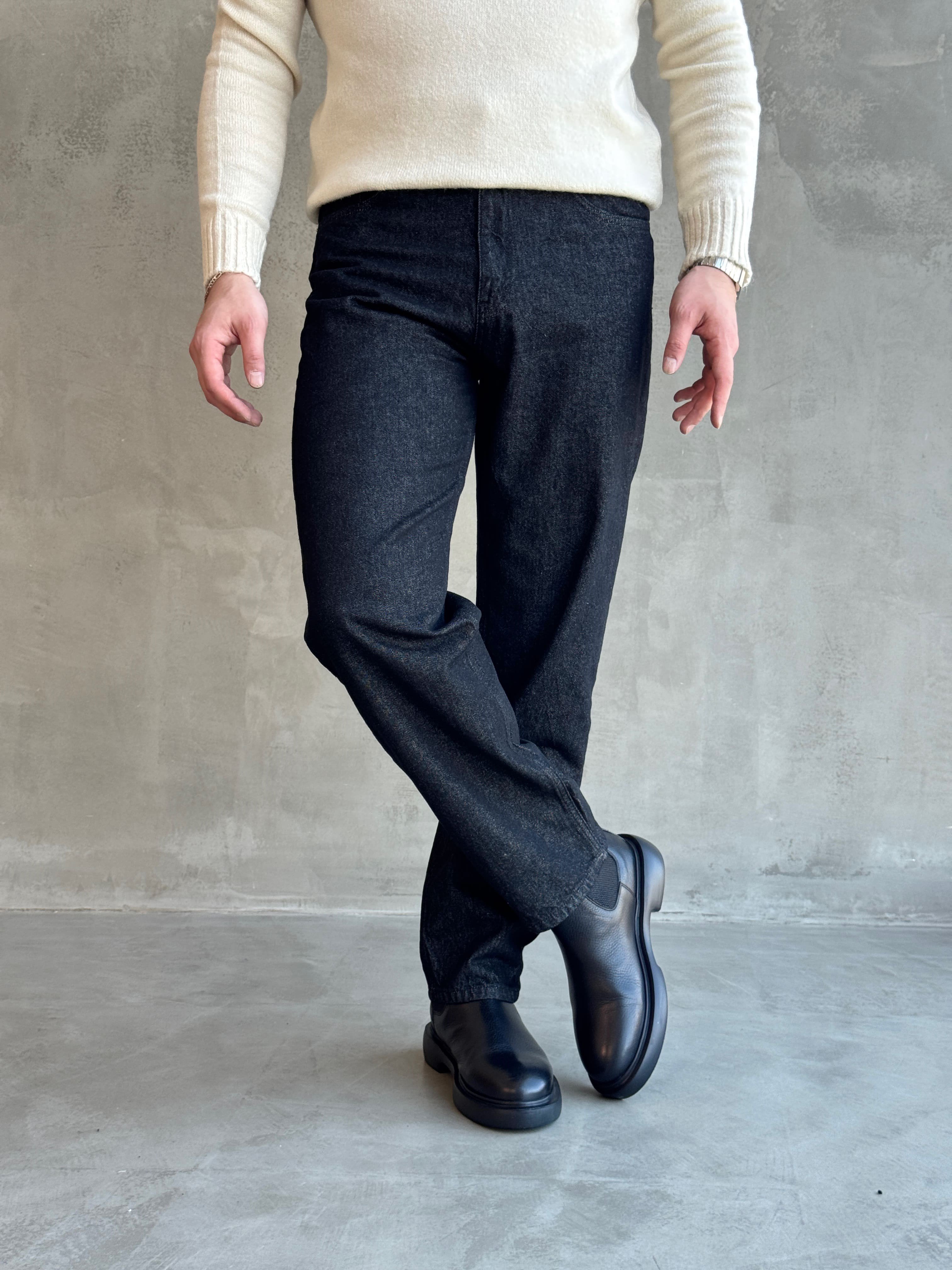 Erkek Özel Premium Seri Günlük Model Baggy Kalıp Jean-Siyah(E1870)Ketench